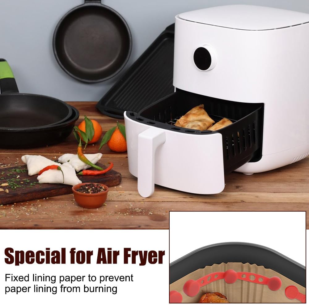 Magnetic Silicone Straps for Air Fryers, 12 Pieces Baking Paper Fastening Straps, Magnetic Silicone Straps for Cooking and Baking in the Air Fryer Black Round - Image 6