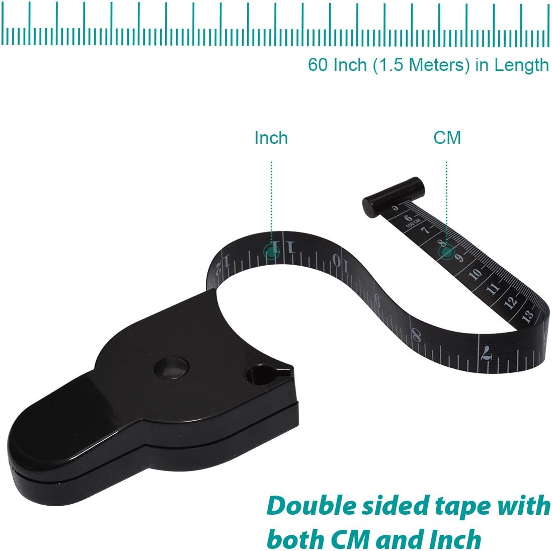 Tape measure for body measurements - Self-locking body tape measure with push button and retraction Precise waist chest hips thighs arms Ideal fitness at home - Image 2