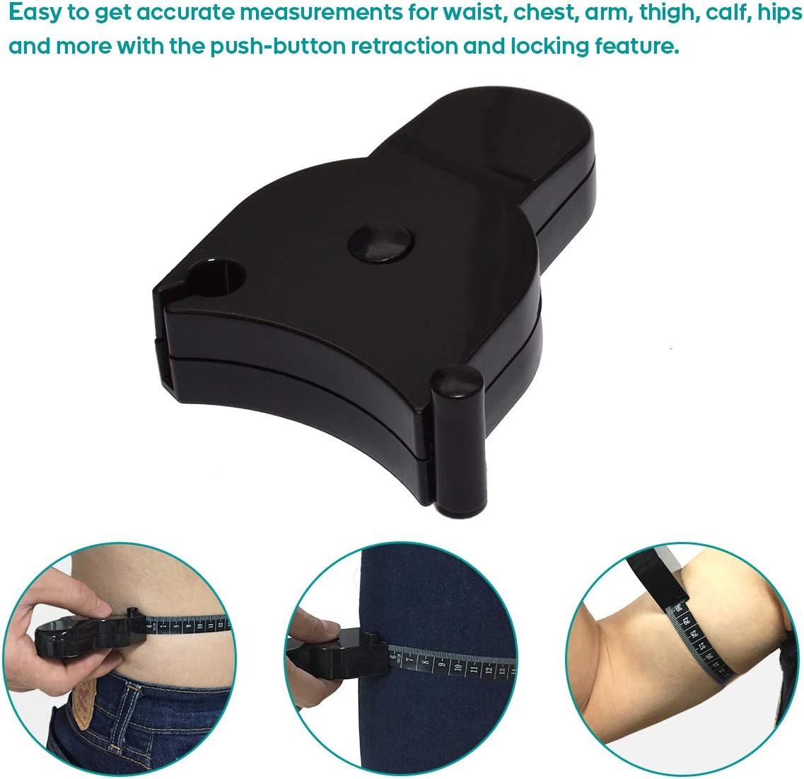 Tape measure for body measurements - Self-locking body tape measure with push button and retraction Precise waist chest hips thighs arms Ideal fitness at home - Image 4