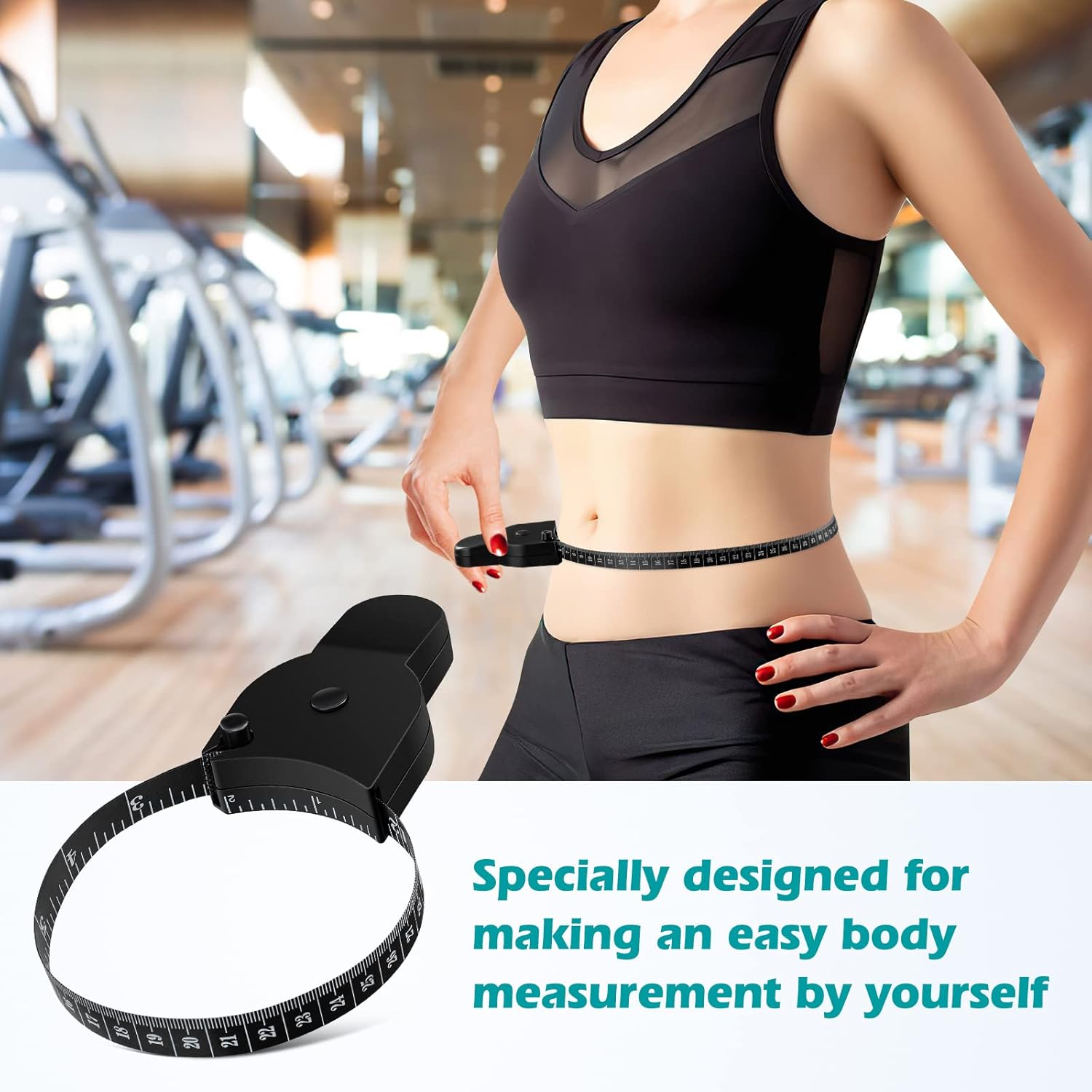 Tape measure for body measurements - Self-locking body tape measure with push button and retraction Precise waist chest hips thighs arms Ideal fitness at home - Image 5