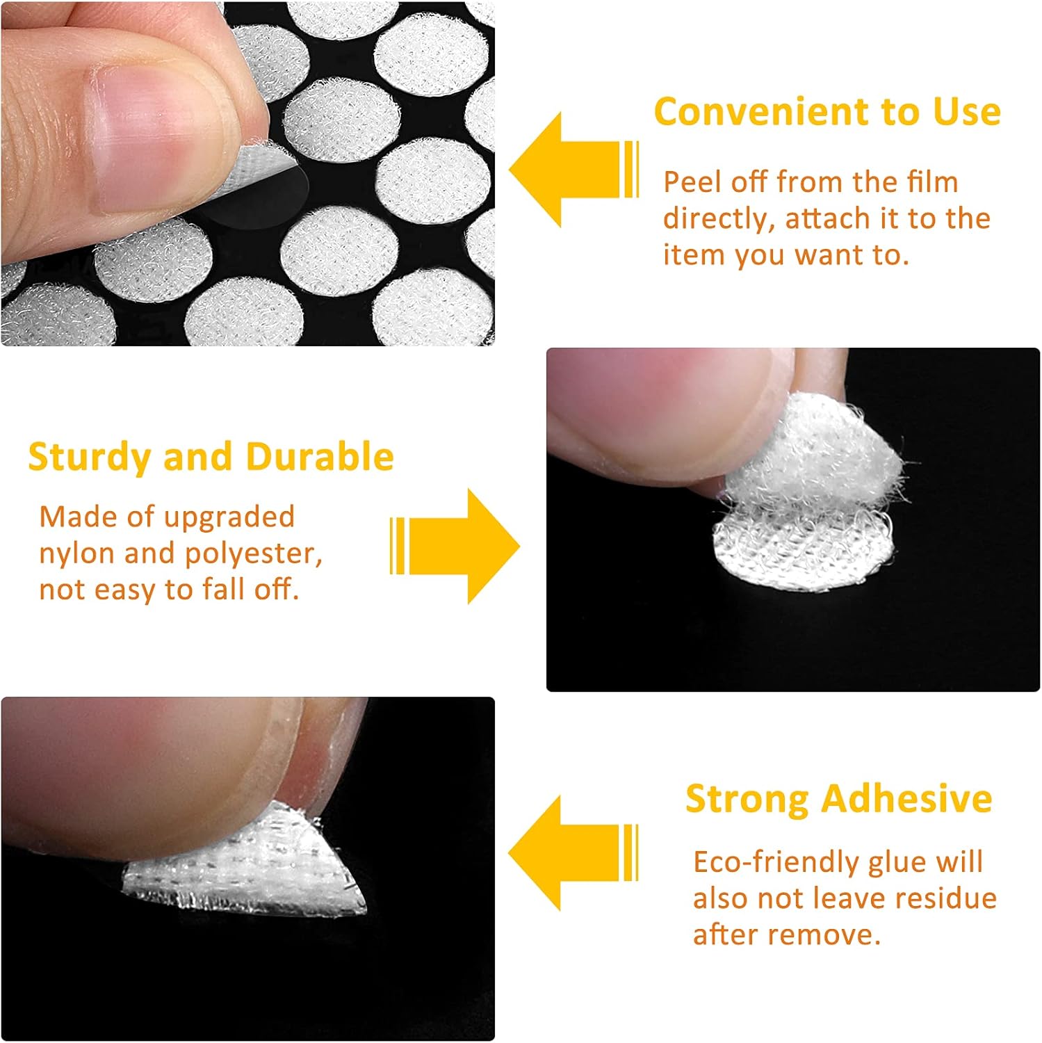 1008 Self-Adhesive Hook and Loop Dots - Petluno 10mm White Hook and Loop Stick on Dots, Round Hook and Loop Fasteners, Self Adhesive Hook and Loop Tape Strips for School Learning Materials, Christmas Cards, Binder Wallets 504 - Image 3