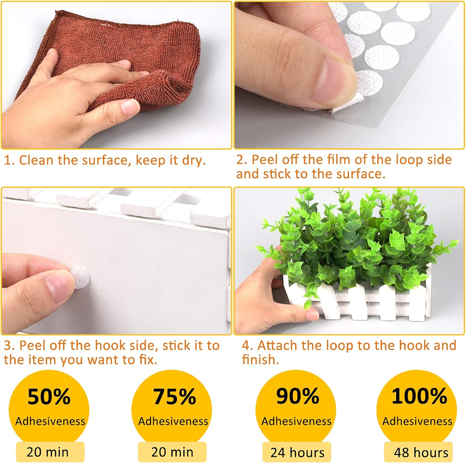 1008 Self-Adhesive Hook and Loop Dots - Petluno 10mm White Hook and Loop Stick on Dots, Round Hook and Loop Fasteners, Self Adhesive Hook and Loop Tape Strips for School Learning Materials, Christmas Cards, Binder Wallets 504 - Image 4