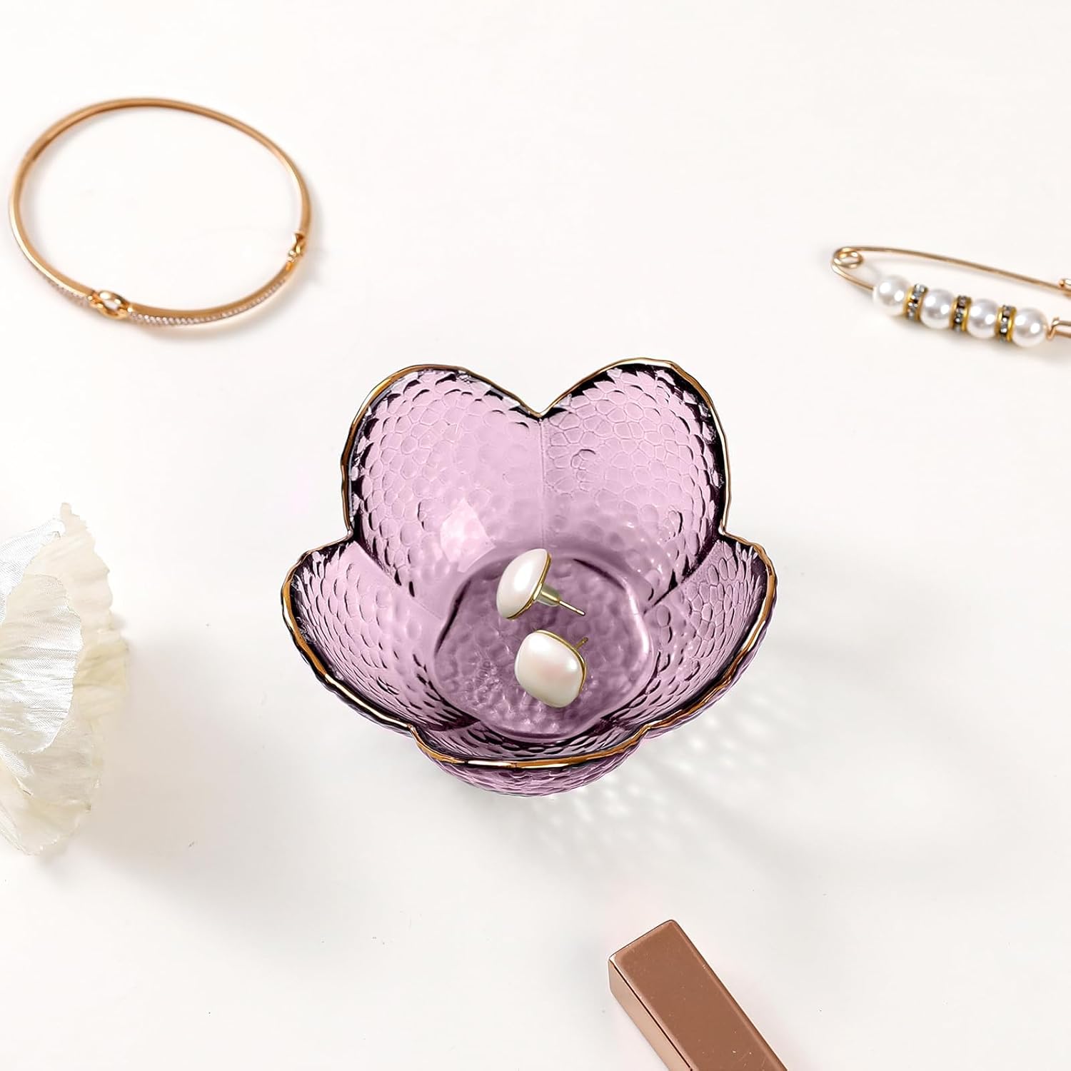 Gifts For Women Trinket Dish Unique Birthday New Home Her Jewellery Tray Cute Room Decor Aesthetic Bedroom Accessories Ring Holders Small Friendship Christmas House Warming Purple-9cm - Image 3