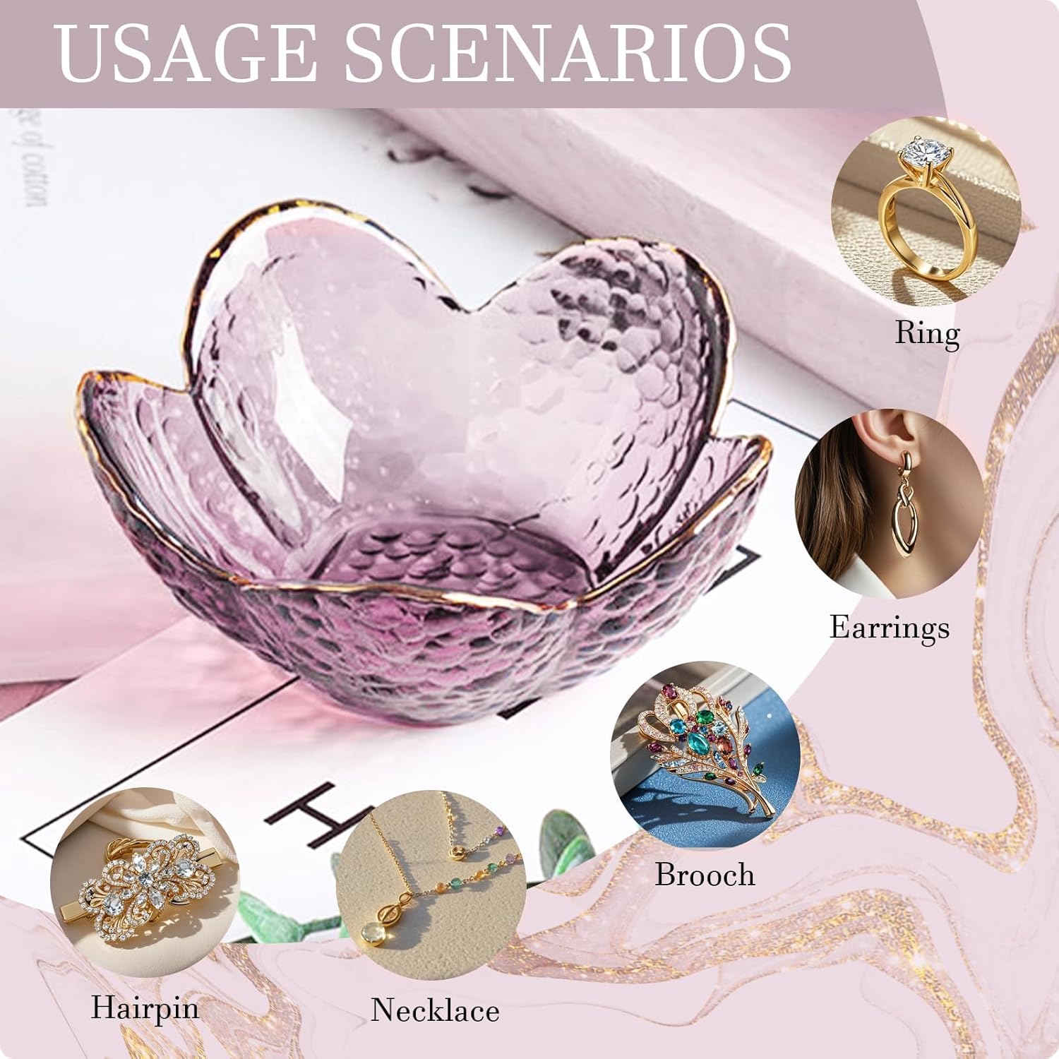 Gifts For Women Trinket Dish Unique Birthday New Home Her Jewellery Tray Cute Room Decor Aesthetic Bedroom Accessories Ring Holders Small Friendship Christmas House Warming Purple-9cm - Image 5