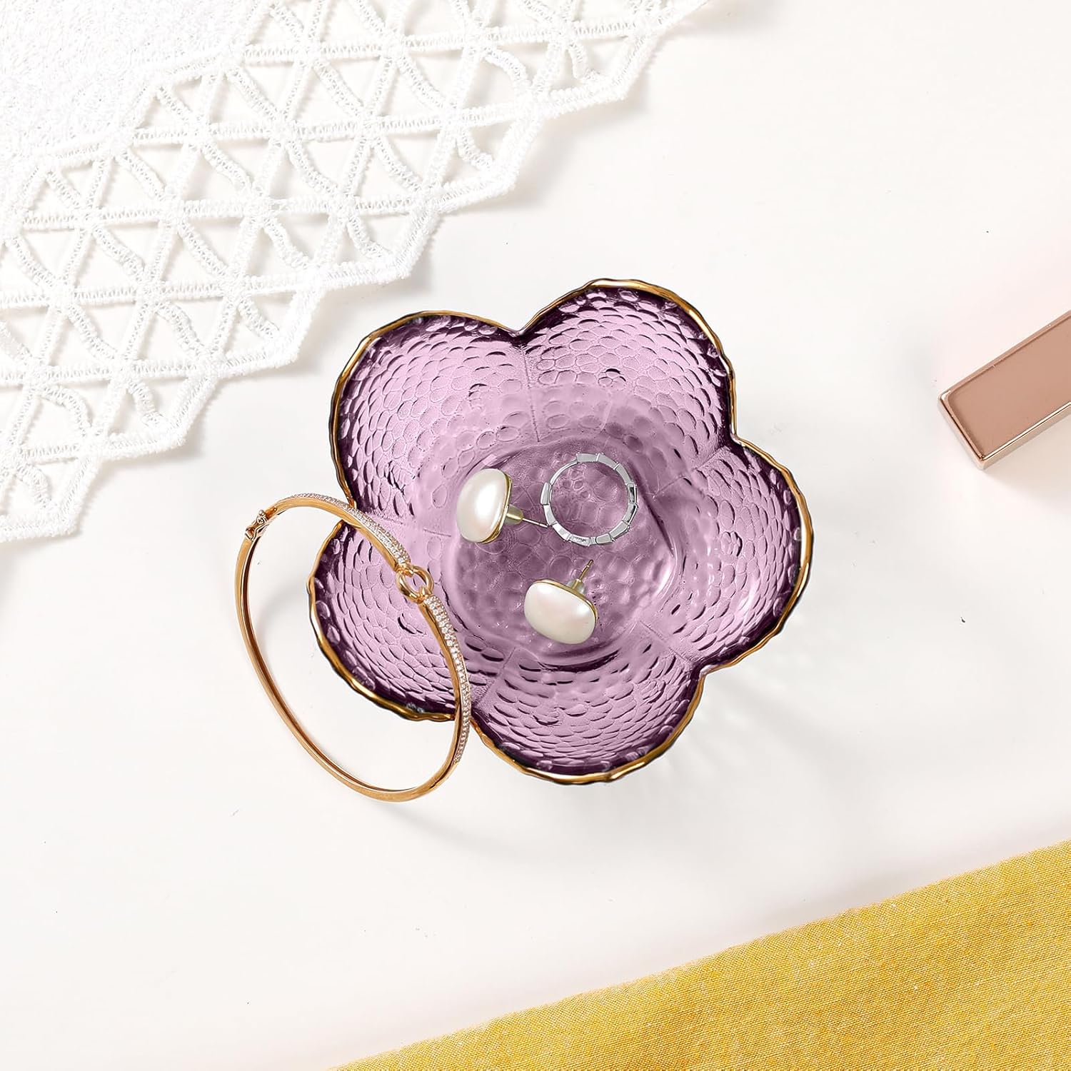 Gifts For Women Trinket Dish Unique Birthday New Home Her Jewellery Tray Cute Room Decor Aesthetic Bedroom Accessories Ring Holders Small Friendship Christmas House Warming Purple-9cm - Image 6