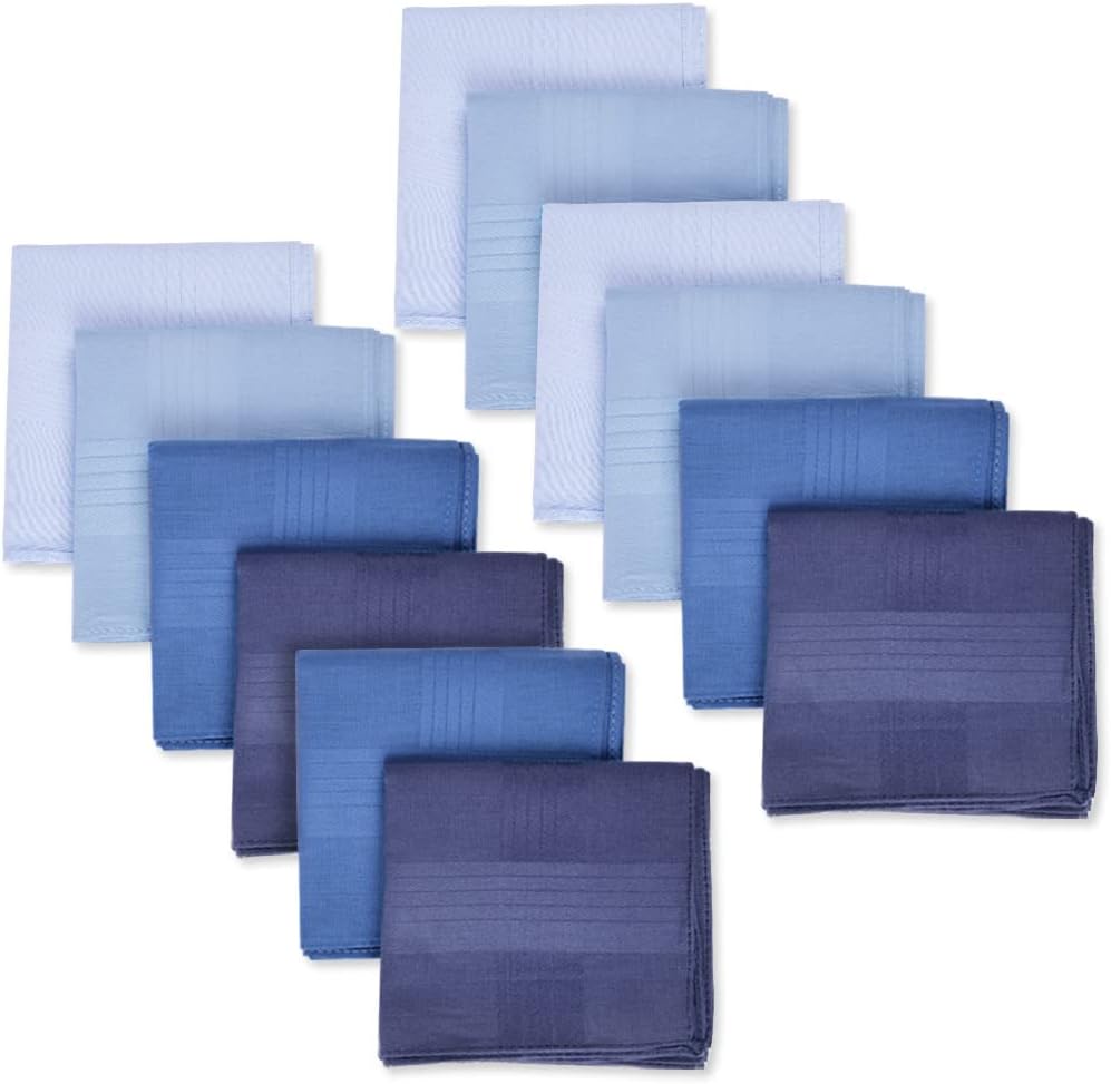 Petluno Men's Cotton Gents Hankies Set, 12 Pack Large Handkerchiefs, Premium Pocket Squares for Men & Women, Classic Grooms, Weddings, Prom, Party 12PCS-4 Colors-D - Image 8