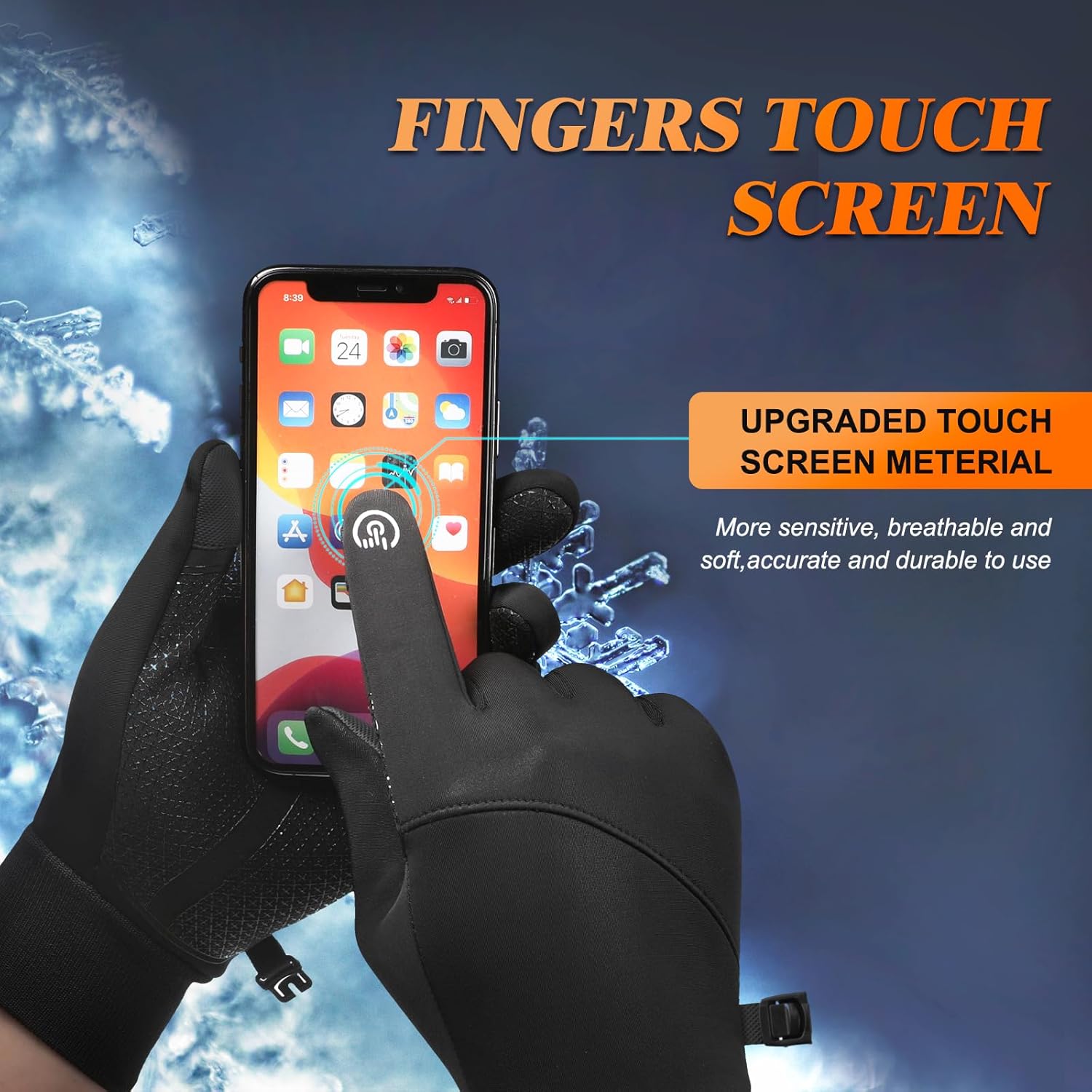 Petluno Winter Warm Gloves, Windproof Water-Resistant Thermal Gloves Anti-slip Touch Screen Cycling for Men Women Hiking Climbing Riding Bike Outdoor Sports Black M - Image 3