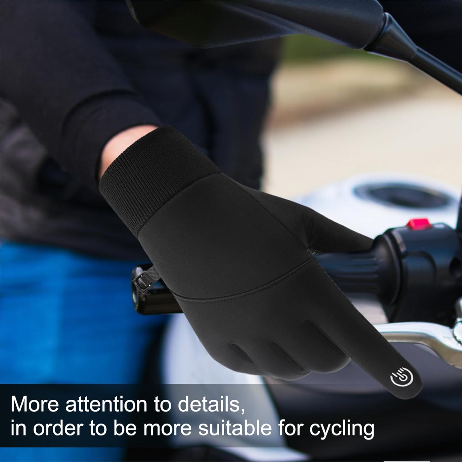 Petluno Winter Warm Gloves, Windproof Water-Resistant Thermal Gloves Anti-slip Touch Screen Cycling for Men Women Hiking Climbing Riding Bike Outdoor Sports Black M - Image 5