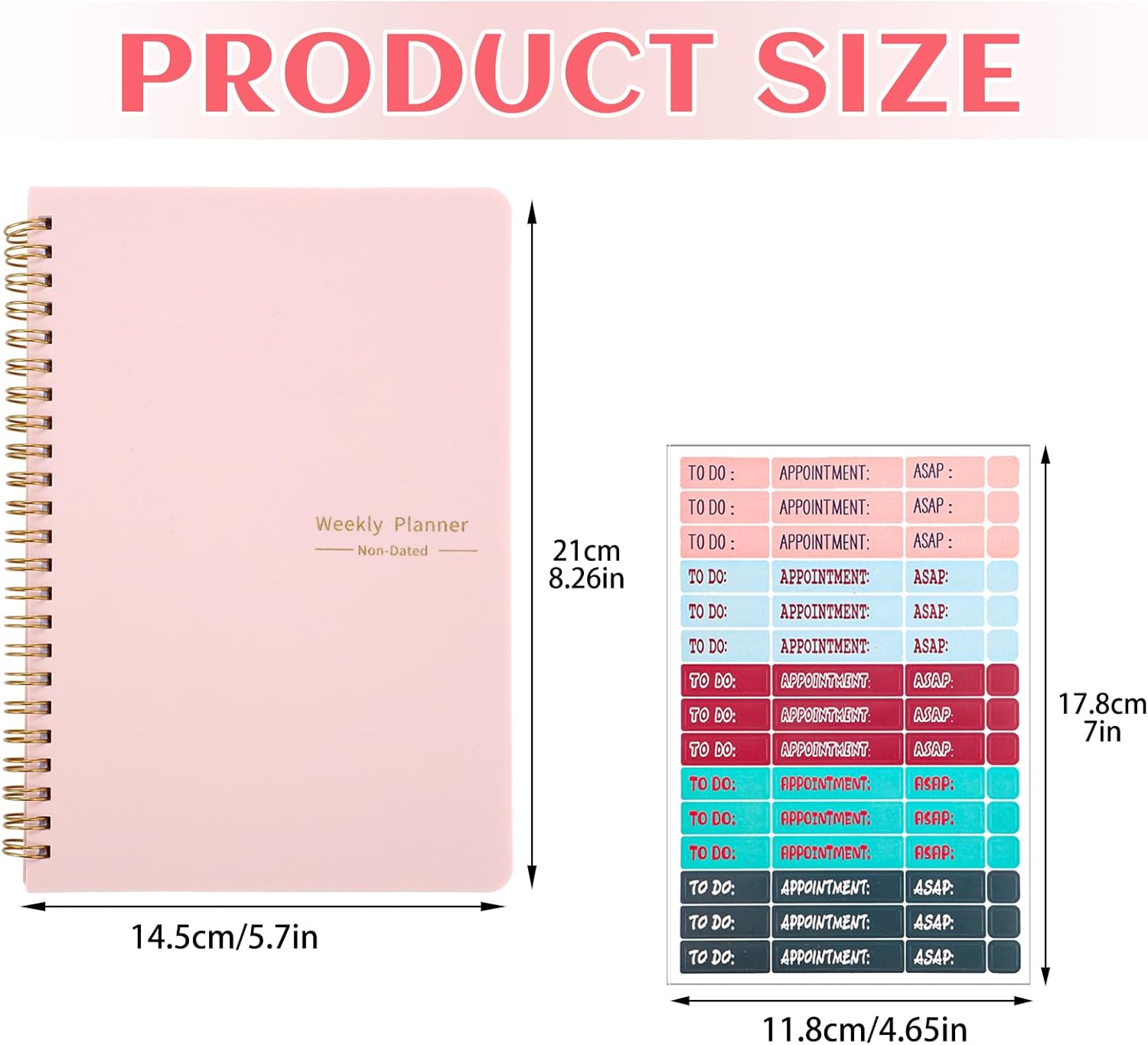 To Do List Notebook, A5 Weekly Planner Undated, Planning Pad Checklist Productivity Organizer 52 Pages for Students, Work, Fitness (Pink) Pink - Image 3
