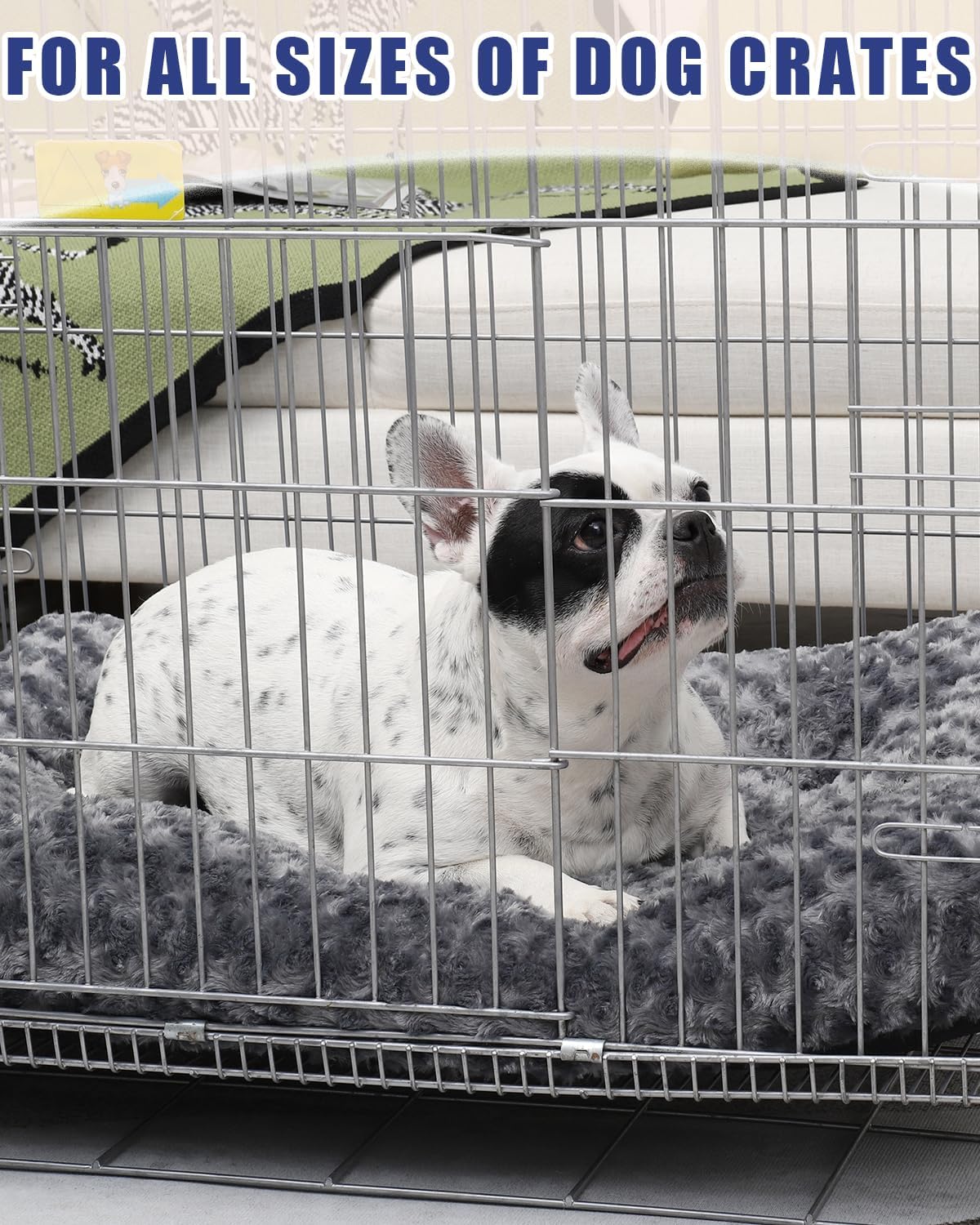 Petluno Large Dog Bed Washable, Calming Crate Mattress with Non Skid Bottom, Fluffy Anti Anxiety Beds, Pet Pillow Cushion, Dark Grey, 90x60x8cm Grey 90 x 60 8 cm (L W H) - Image 7