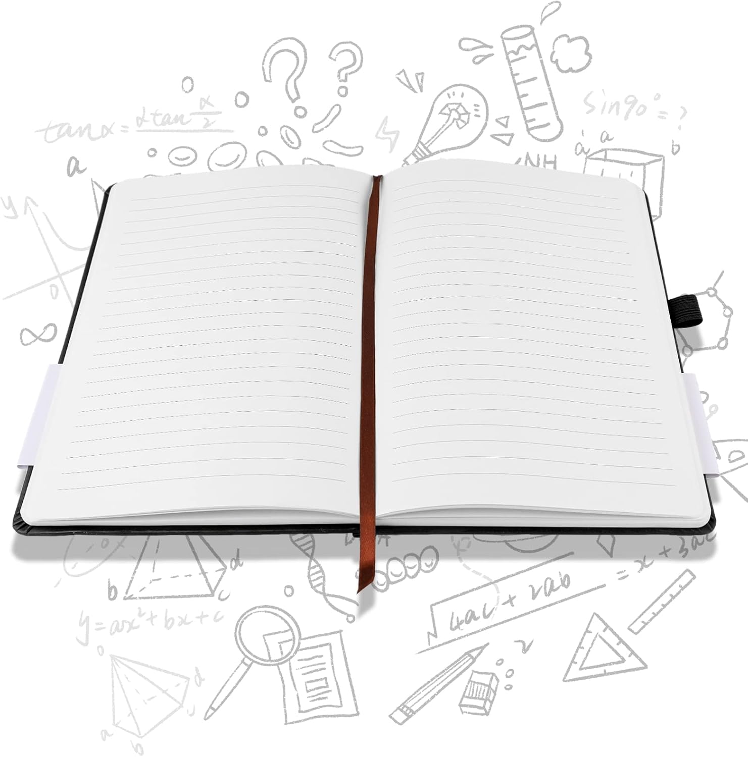 A5 Notebook, Notebook Note Book Pad Journal Notepad PU Leather for Office School Home Business Writing & Taking 200 Pages (100 Sheets)- Black - Image 4