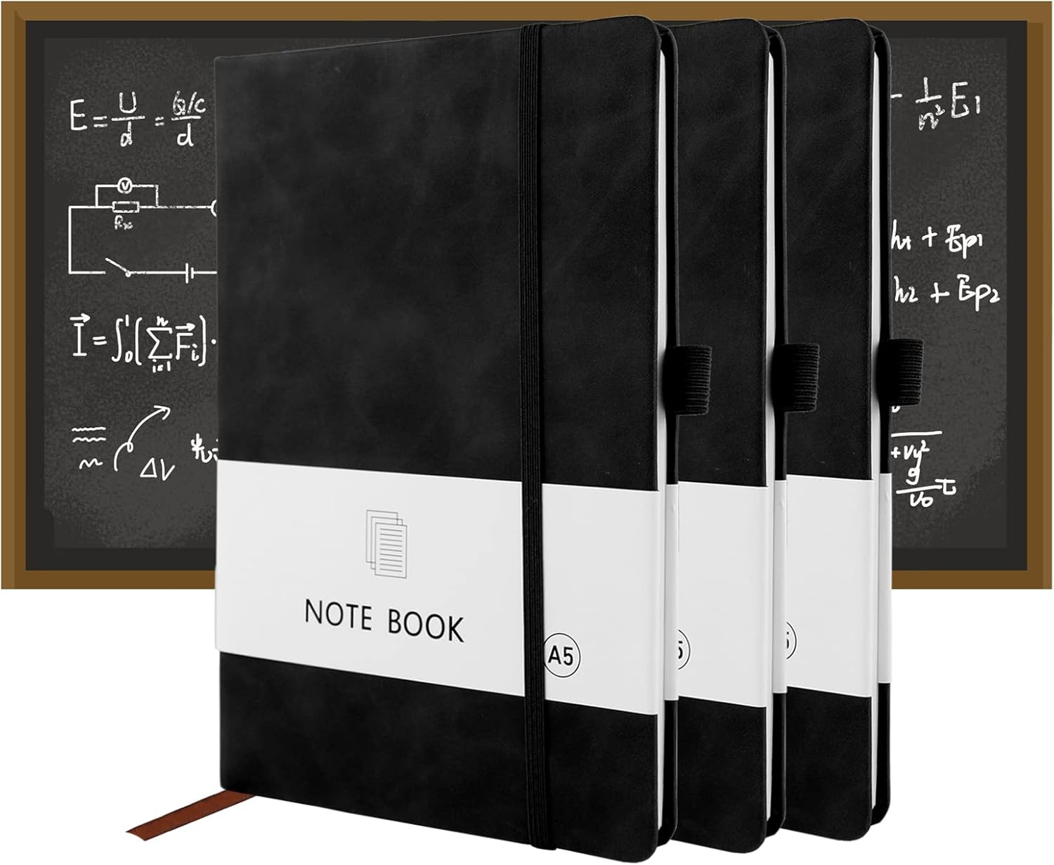 A5 Notebook, Notebook Note Book Pad Journal Notepad PU Leather for Office School Home Business Writing & Taking 200 Pages (100 Sheets)- Black - Image 5