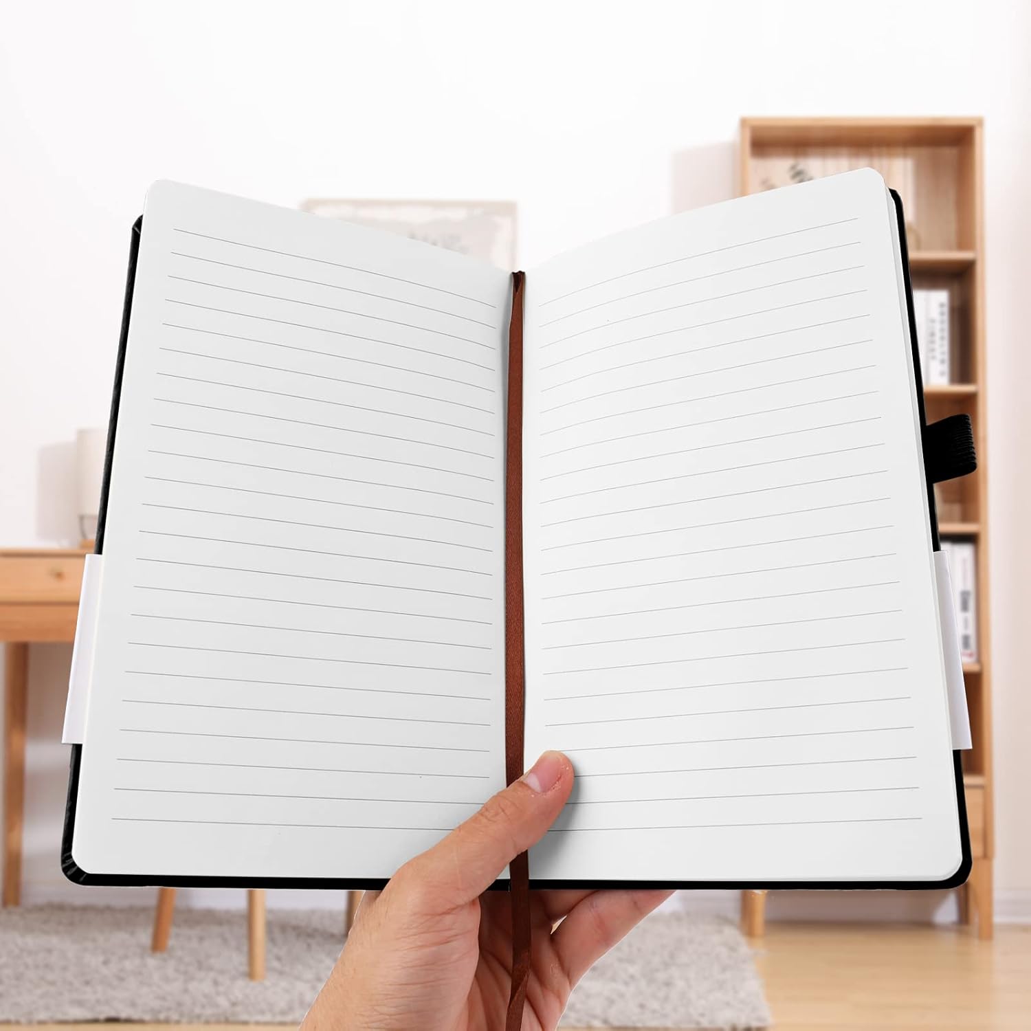 A5 Notebook, Notebook Note Book Pad Journal Notepad PU Leather for Office School Home Business Writing & Taking 200 Pages (100 Sheets)- Black - Image 6