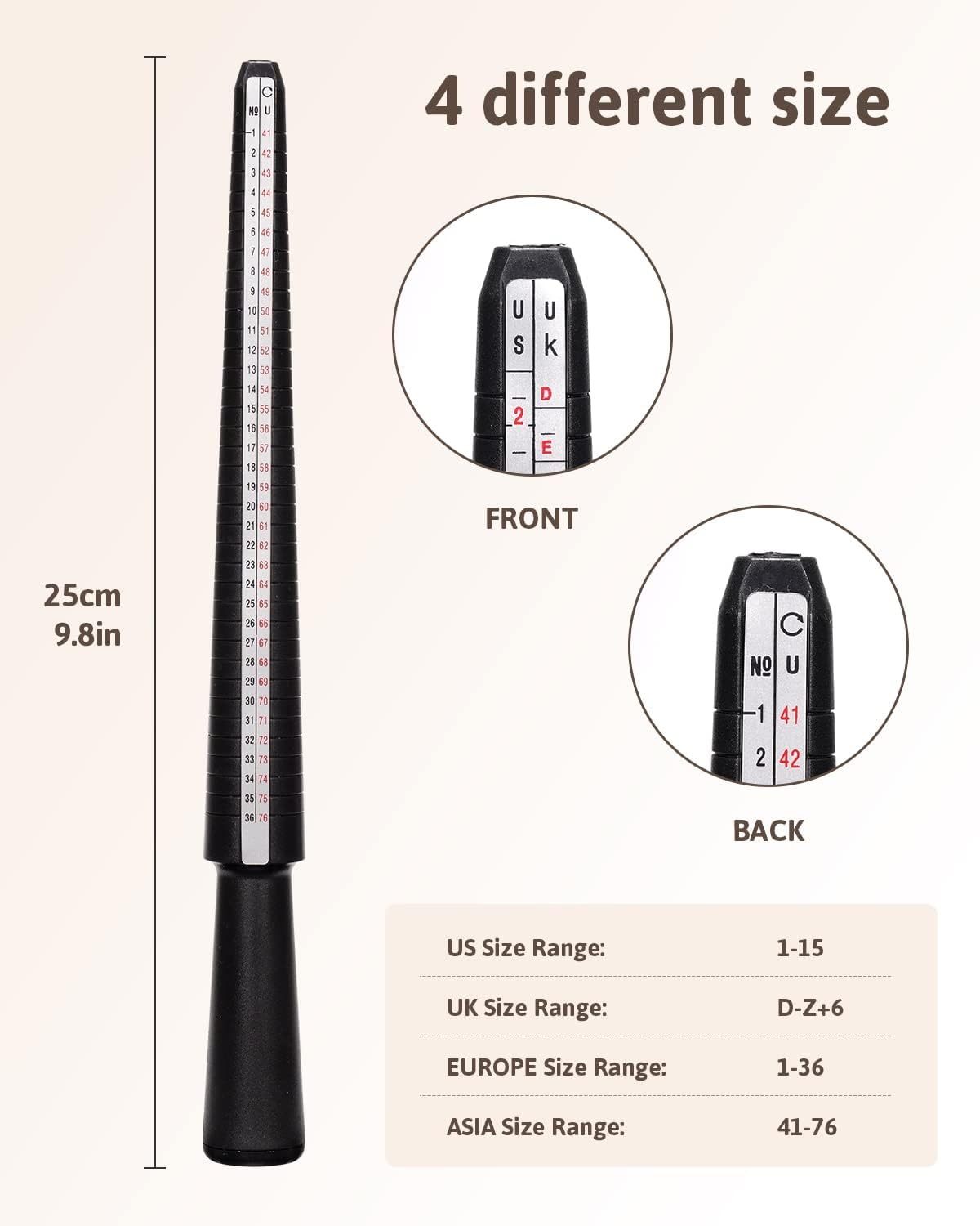 Petluno Ring Sizer Australia, A-Z Measurement Tool Australian Sizes, Finger Size Measure, with Clear Scale, Easy to Use, Gauge for Women, Men (Plastic Set) Plastic Set - Image 2