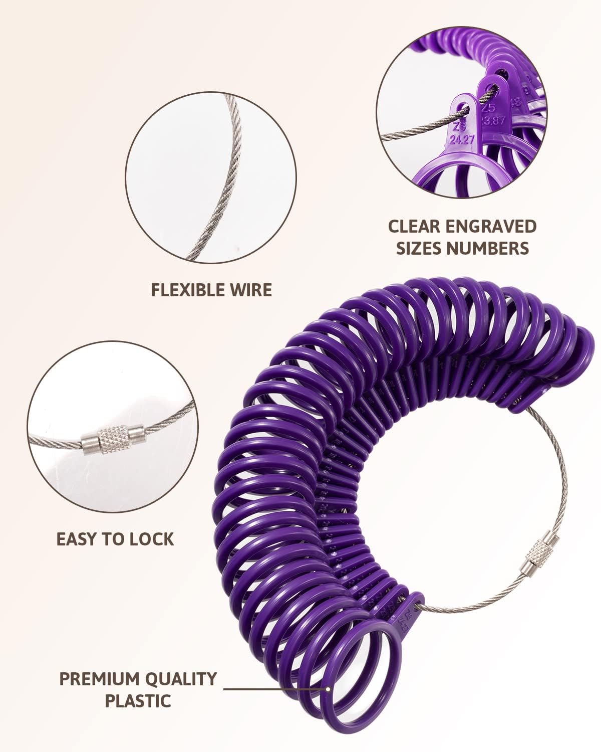 Petluno Ring Sizer Australia, A-Z Measurement Tool Australian Sizes, Finger Size Measure, with Clear Scale, Easy to Use, Gauge for Women, Men (Plastic Set) Plastic Set - Image 3