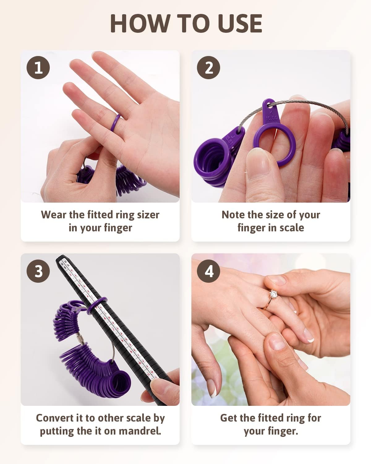 Petluno Ring Sizer Australia, A-Z Measurement Tool Australian Sizes, Finger Size Measure, with Clear Scale, Easy to Use, Gauge for Women, Men (Plastic Set) Plastic Set - Image 5