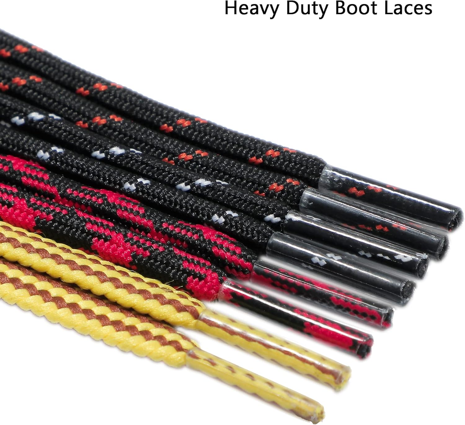 Round Work Boot Laces - Heavy Duty, Thick Replacement for Men, Women, Adults Walking, Hiking, Steel Toe, Safety, Hunting Boots Black/Brown 29
