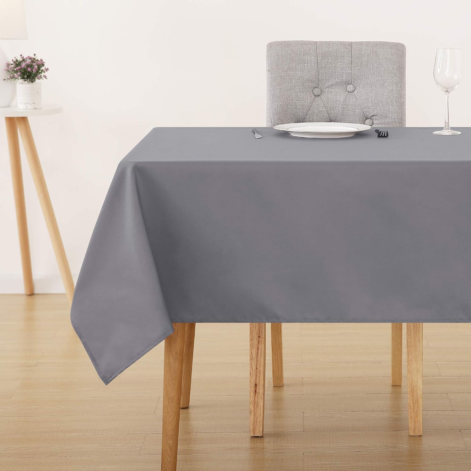 Petluno Oxford Decorative Table Cloth Rectangle Water Resistant Tablecloth for Home 137x200cm(54x79in) Grey 79 x 54 inch (Rectangular) - Image 1