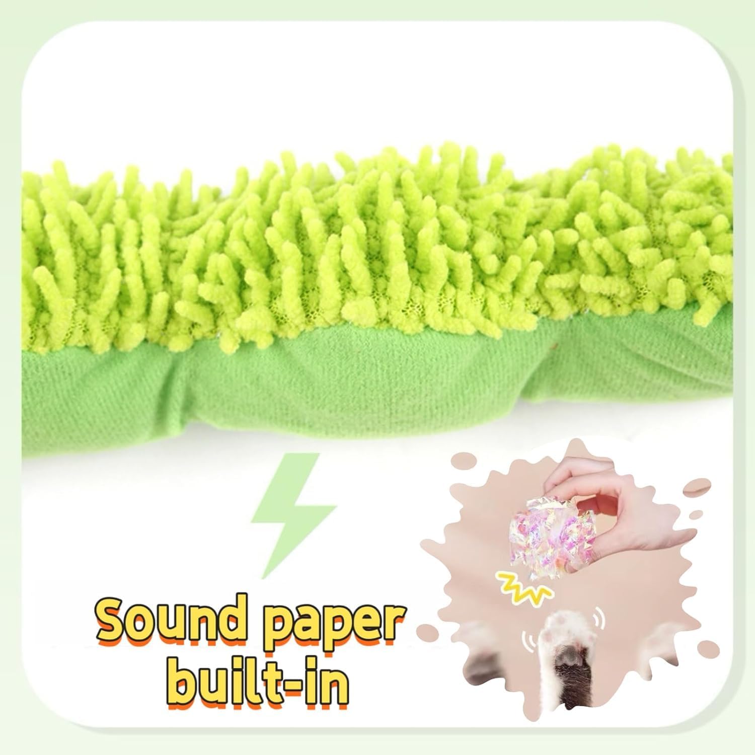 Petluno Cat Catnip Toy for Indoor Cats, Chew Teeth Cleaning, Bite-Resistant Plush Caterpillar Design, Dental Health Benefits, Green - Image 5