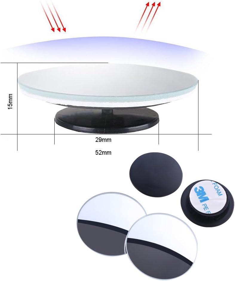 Petluno Blind Spot Mirrors, Round Frameless 360° Rotate Sway Adjustable HD Glass Convex Mirror Maximize RearView Universal for Car SUV Trucks Traffic Safety - Pack 2 - Image 2