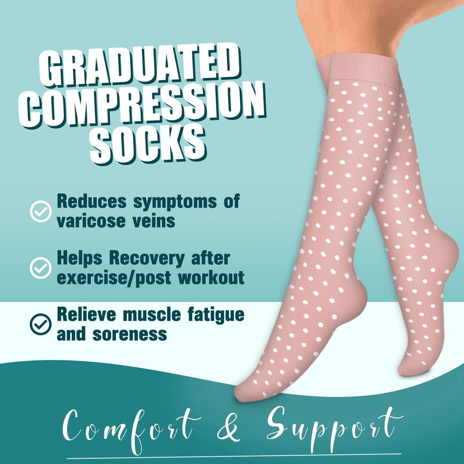 Petluno 4 Pairs Compression Socks For Women & Men - Best Circulation Support for Athletic Running, Cycling, Travel - Set-06 S-M - Image 3
