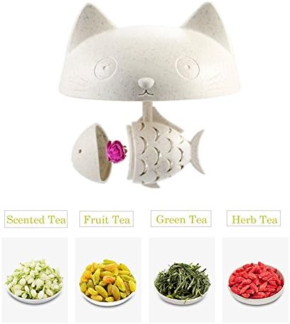 Petluno Glass Cat Teacup, Fish Infuser Water Bottle, 250ML Bulk Strainer White - Image 2