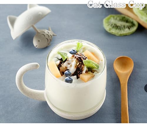 Petluno Glass Cat Teacup, Fish Infuser Water Bottle, 250ML Bulk Strainer White - Image 6
