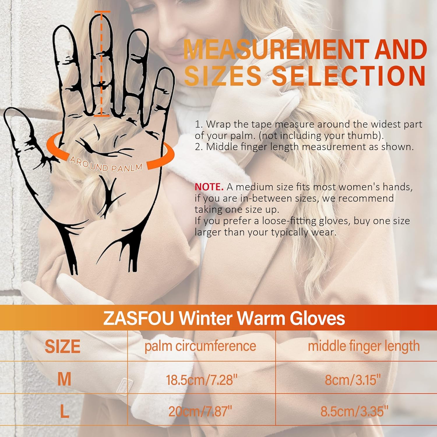 Warm women's winter gloves with thermal fleece text Black M - Image 5