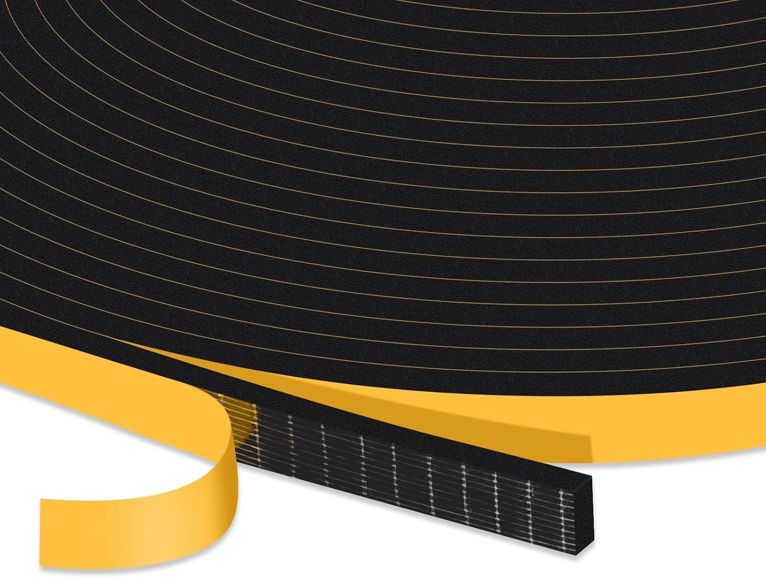 Joint Isolation for Window Door, Adhesive Rubber Foam, Sealing Insulation Strip, Anti-foid Shockproof, 6 mm (L) x 1.5 (H), total 10 m Black 1.5mm 10M - Image 1