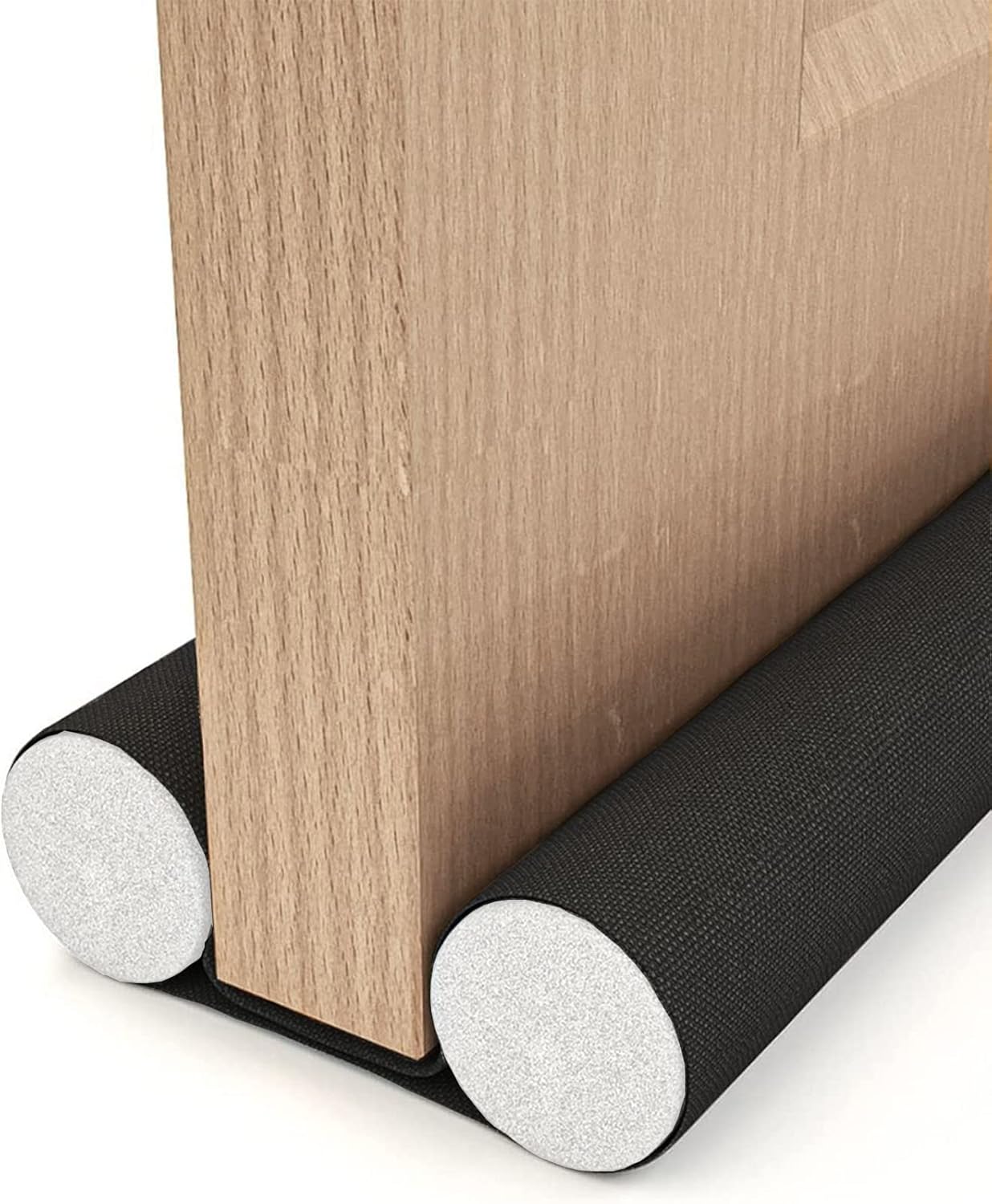 Insulated Door Draft Stopper with Eco-Friendly Oxford Fabric, Petluno 93cm Cut to Size, Double for Internal Doors 3-5 cm, Black - Image 1