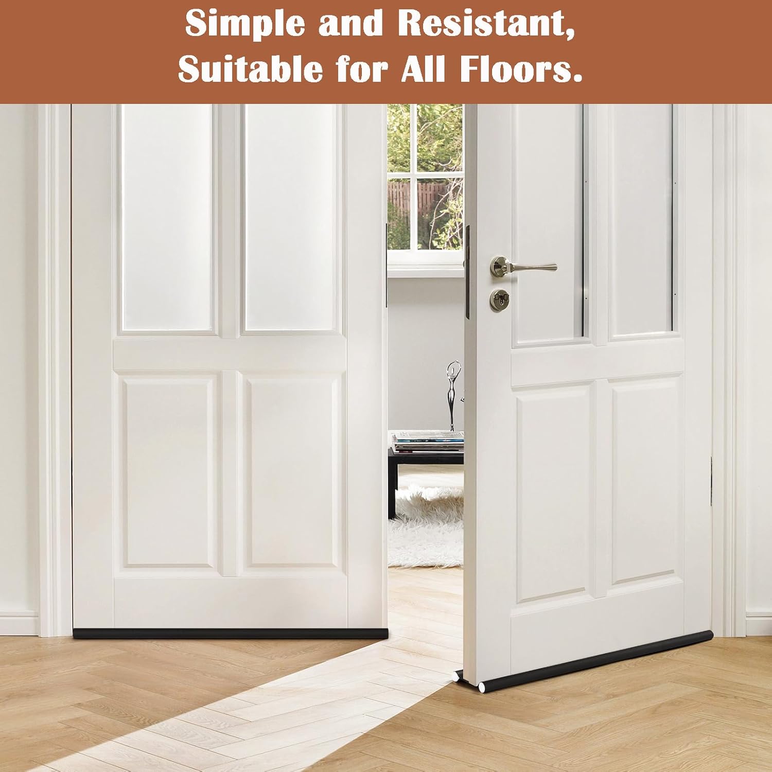 Insulated Door Draft Stopper with Eco-Friendly Oxford Fabric, Petluno 93cm Cut to Size, Double for Internal Doors 3-5 cm, Black - Image 7