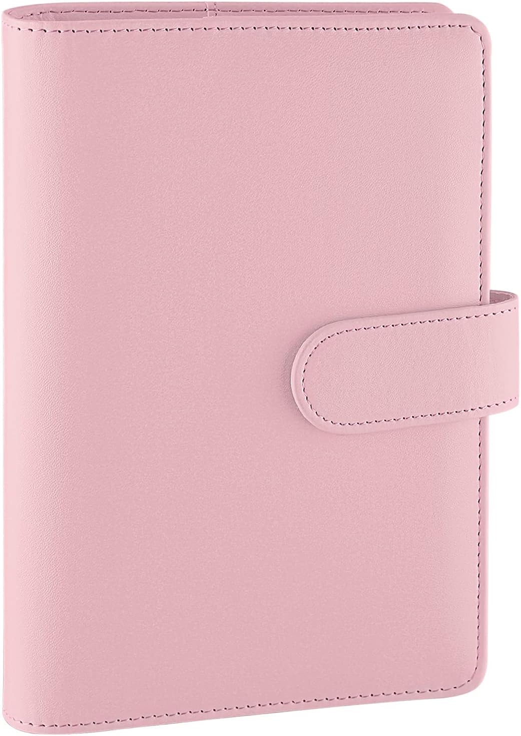 Petluno A6 PU Leather Notebook Binder 6 Ring Refillable Budget Cover for Refill Paper, Loose Leaf Personal Planner Organizer with Magnetic Buckle School, Office, Travel & Photocard, Pink - Image 1