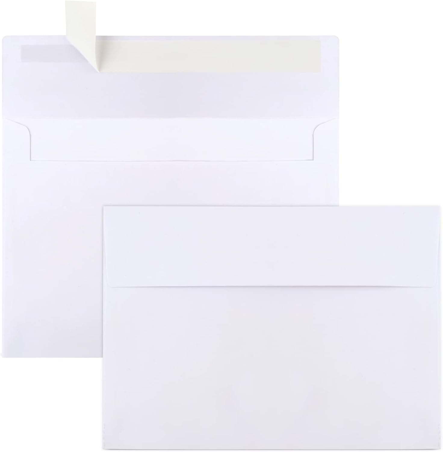 50 Packs 5x7 Envelopes, White A7 Envelopes for Invitations, Printable, Self Seal Weddings, Photos, Postcards, Greeting Cards, Mailing (5.25x7.25in) - Image 1