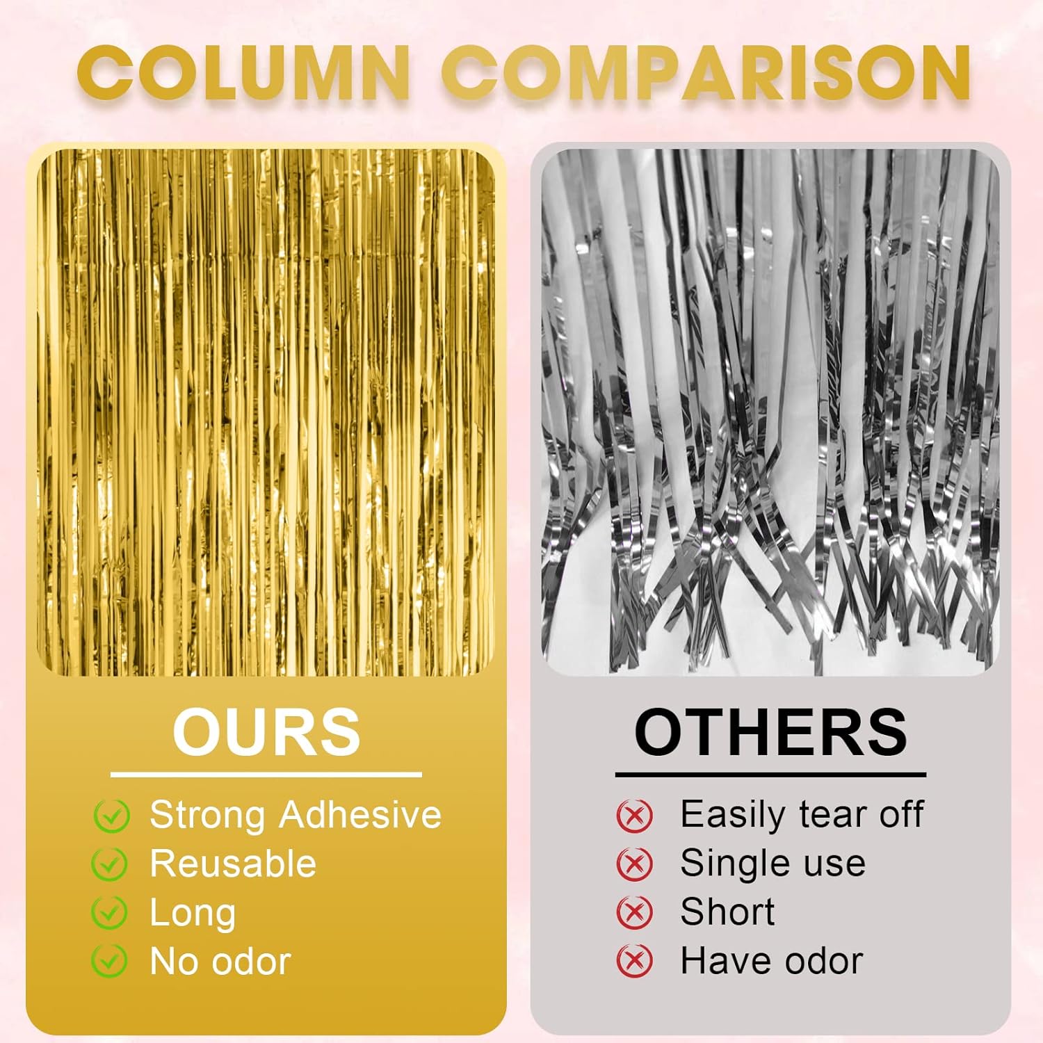 3 Pack 3.3x8.2 Feet Gold Foil Fringe Backdrop Curtains, Tinsel Streamers, for 2025 New Years Eve, Graduation, Birthday, Baby Shower, Gender Reveal, Disco Party 05 - Image 5
