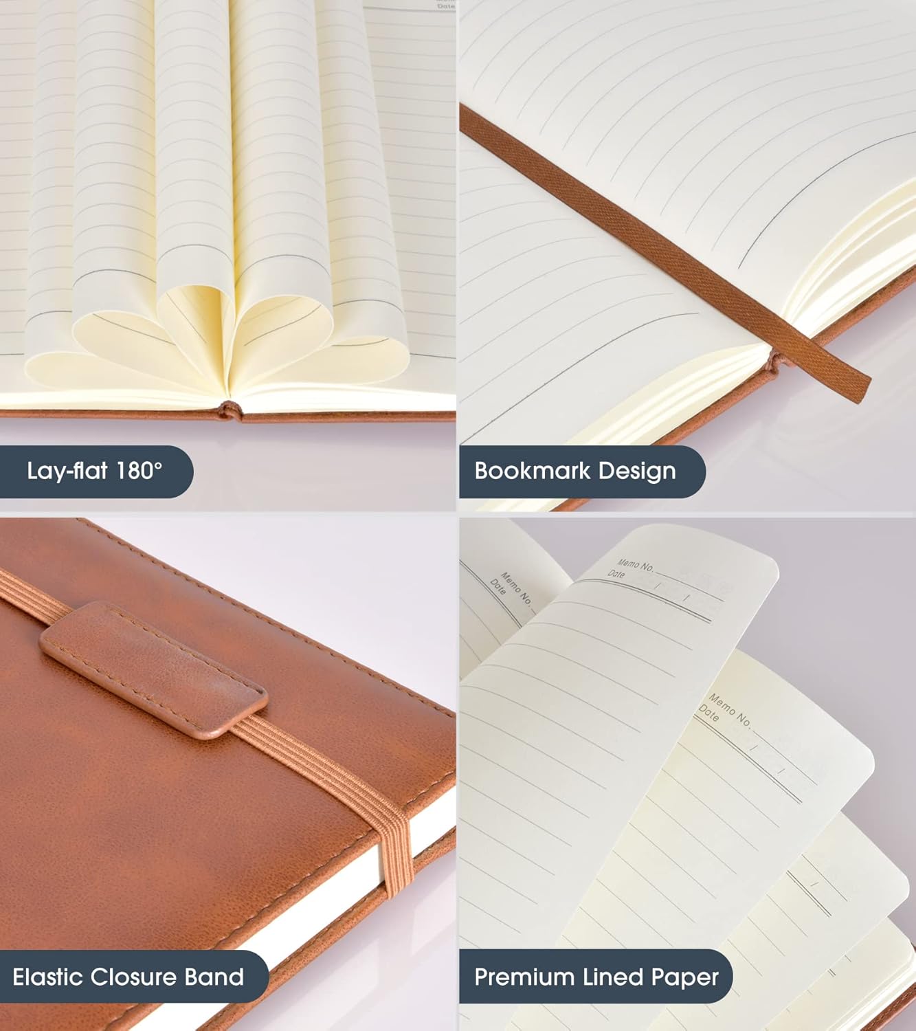 Lined Journal Notebook for Women and Men, 256 Pages A5 Hardcover Leather Journal for Writing, Travel, Business, Work & School, College Ruled Notebook for Note Taking, Diary Notepad 5.7