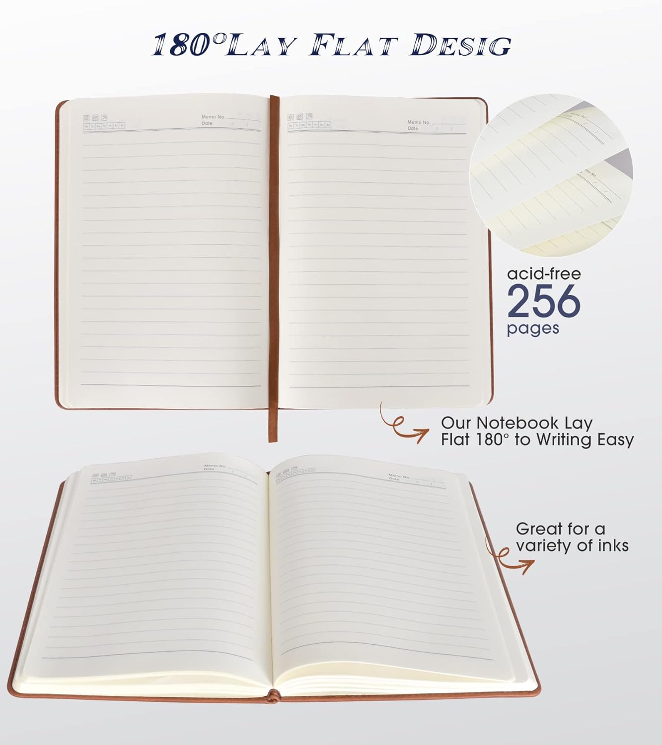 Lined Journal Notebook for Women and Men, 256 Pages A5 Hardcover Leather Journal for Writing, Travel, Business, Work & School, College Ruled Notebook for Note Taking, Diary Notepad 5.7
