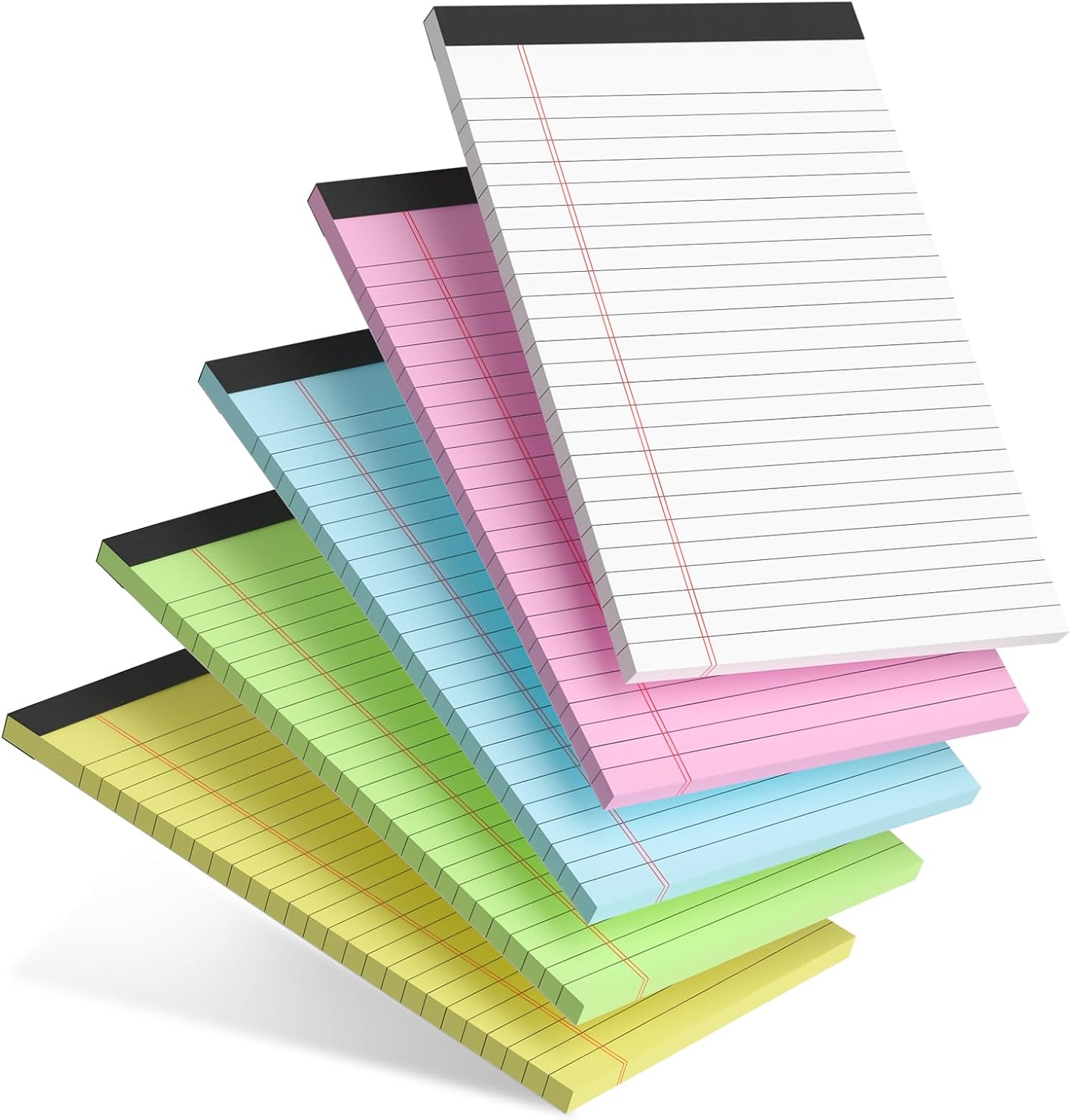5pcs Small Note Pads 5x8 Notebook College Ruled Legal Color Notepads 5 Pack Study Back Writing x 8 Perforated Narrow of Paper for School & Office Supplies 30 Sheets/Pack Multicolor - Image 1