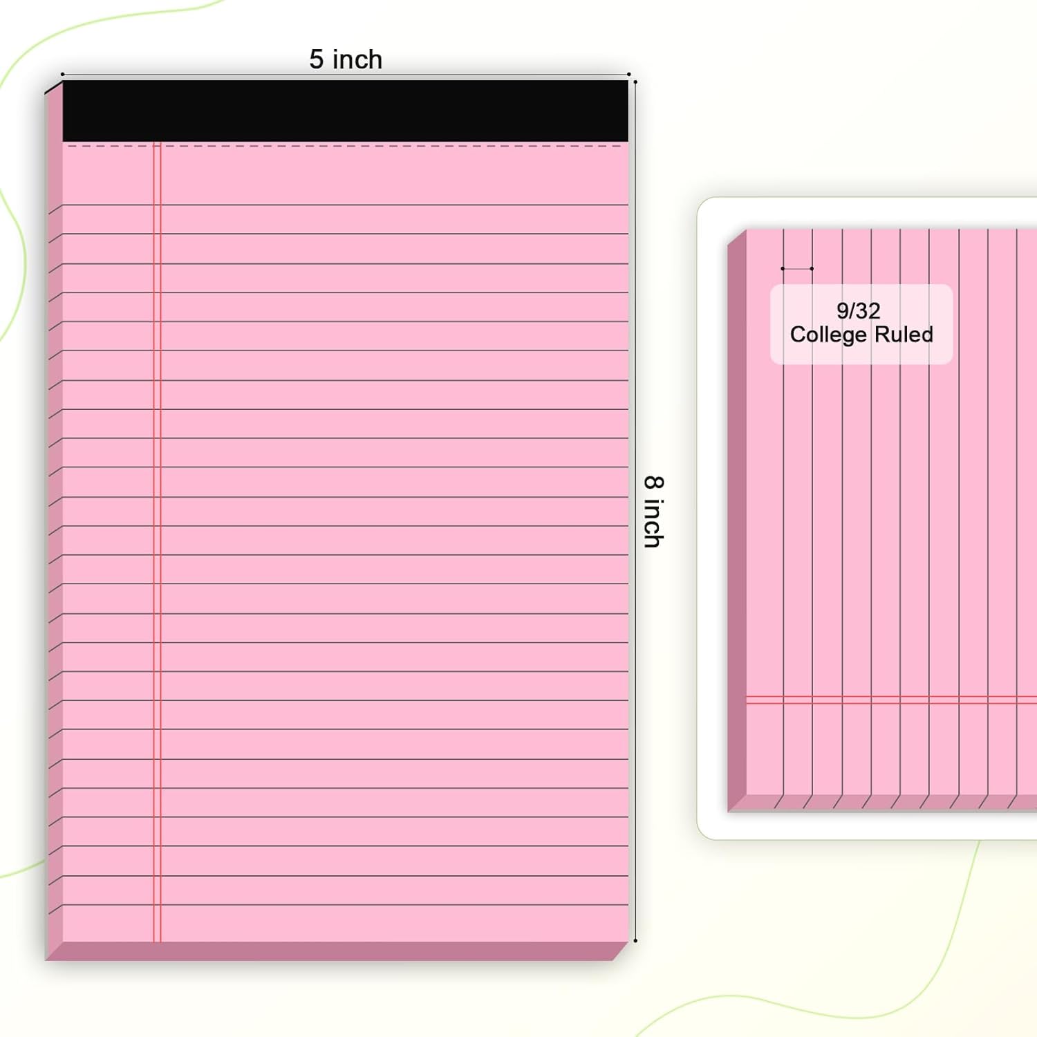 5pcs Small Note Pads 5x8 Notebook College Ruled Legal Color Notepads 5 Pack Study Back Writing x 8 Perforated Narrow of Paper for School & Office Supplies 30 Sheets/Pack Multicolor - Image 2