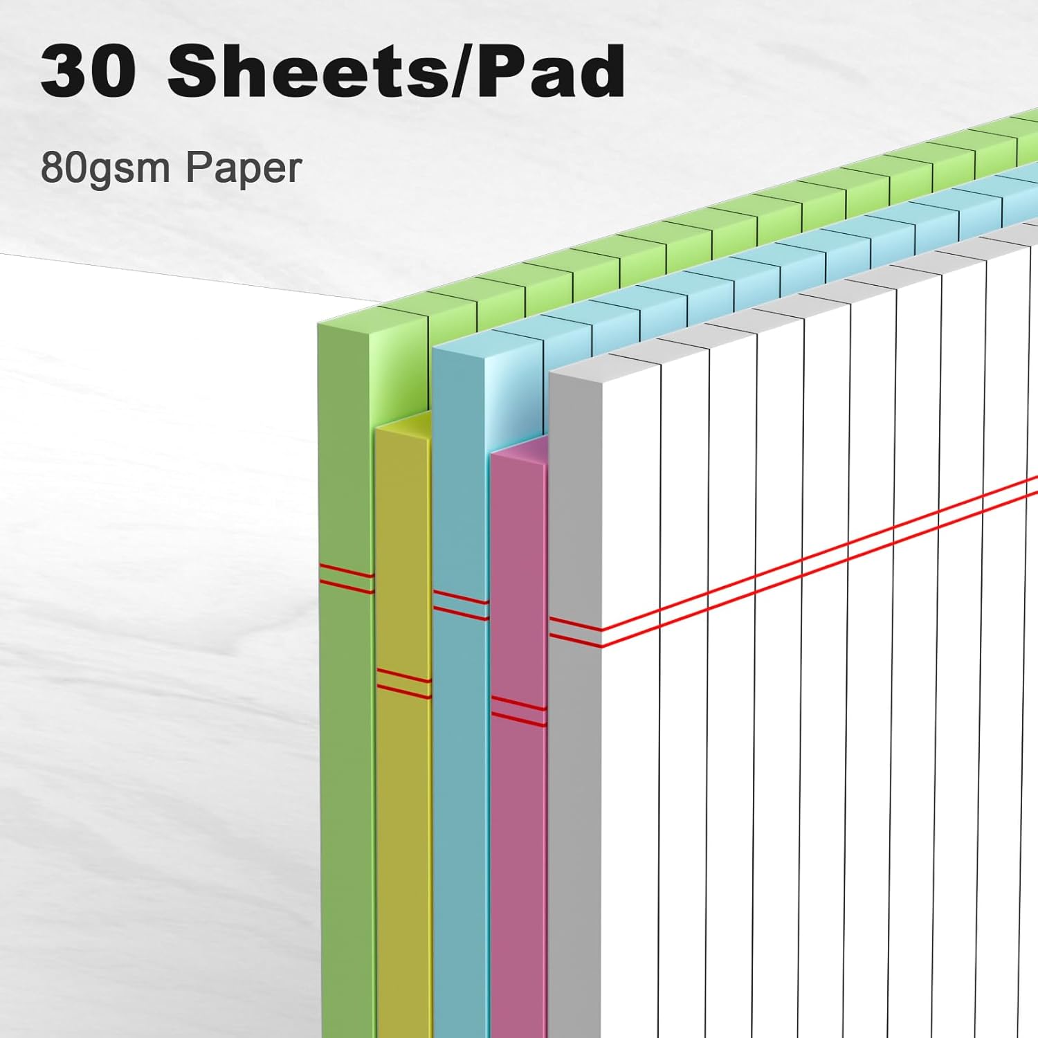 5pcs Small Note Pads 5x8 Notebook College Ruled Legal Color Notepads 5 Pack Study Back Writing x 8 Perforated Narrow of Paper for School & Office Supplies 30 Sheets/Pack Multicolor - Image 3
