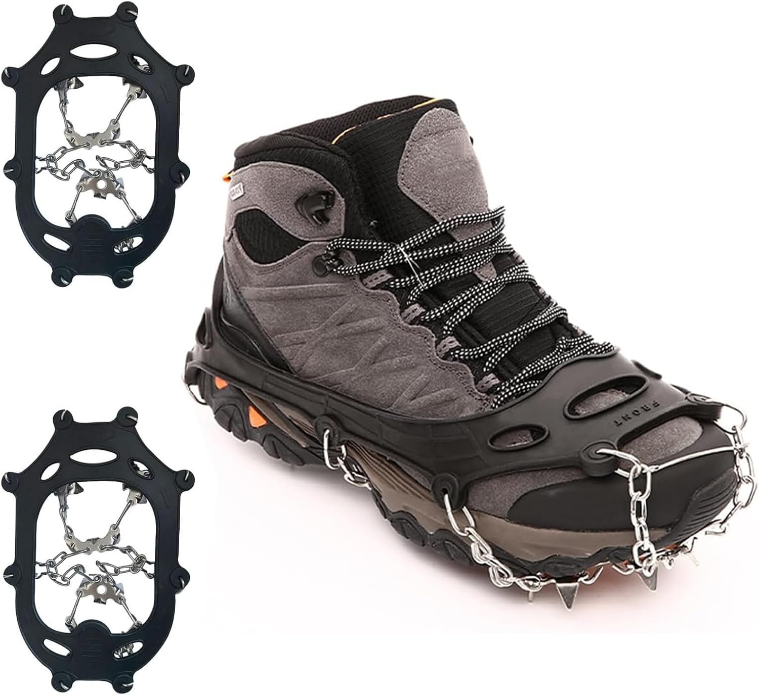 Grödel Stijgijzers for hiking boots with 10 teeth, crampons, shoe spikes, winter, anti-slip shoe spikes for men, women, adults, suitable for walking, trail running, - Image 1