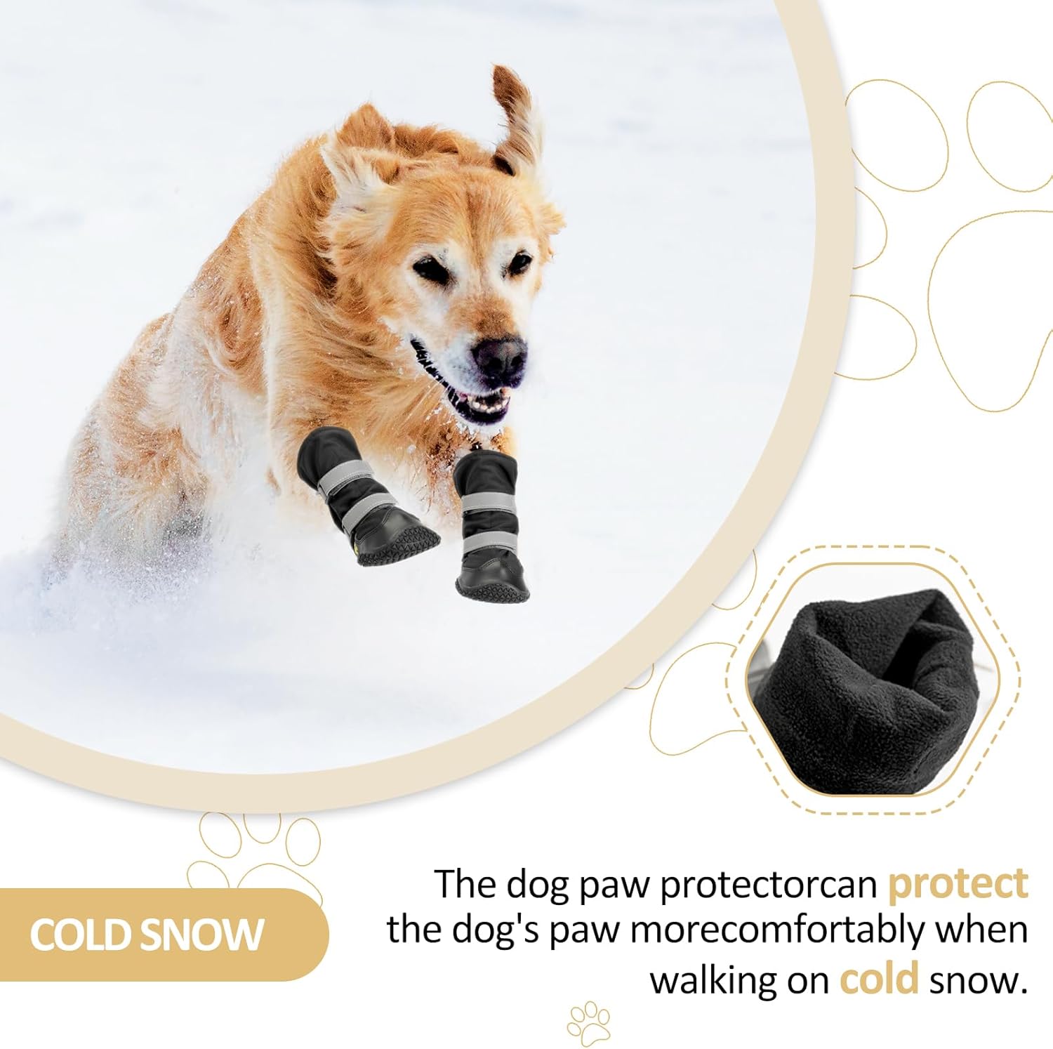 Anti-slip dog shoes with reflective strips, high waterproof dog boots, durable leather rubber sole dog paw protectors for small, medium and large dogs, 4 pieces (XL, black) - Image 4