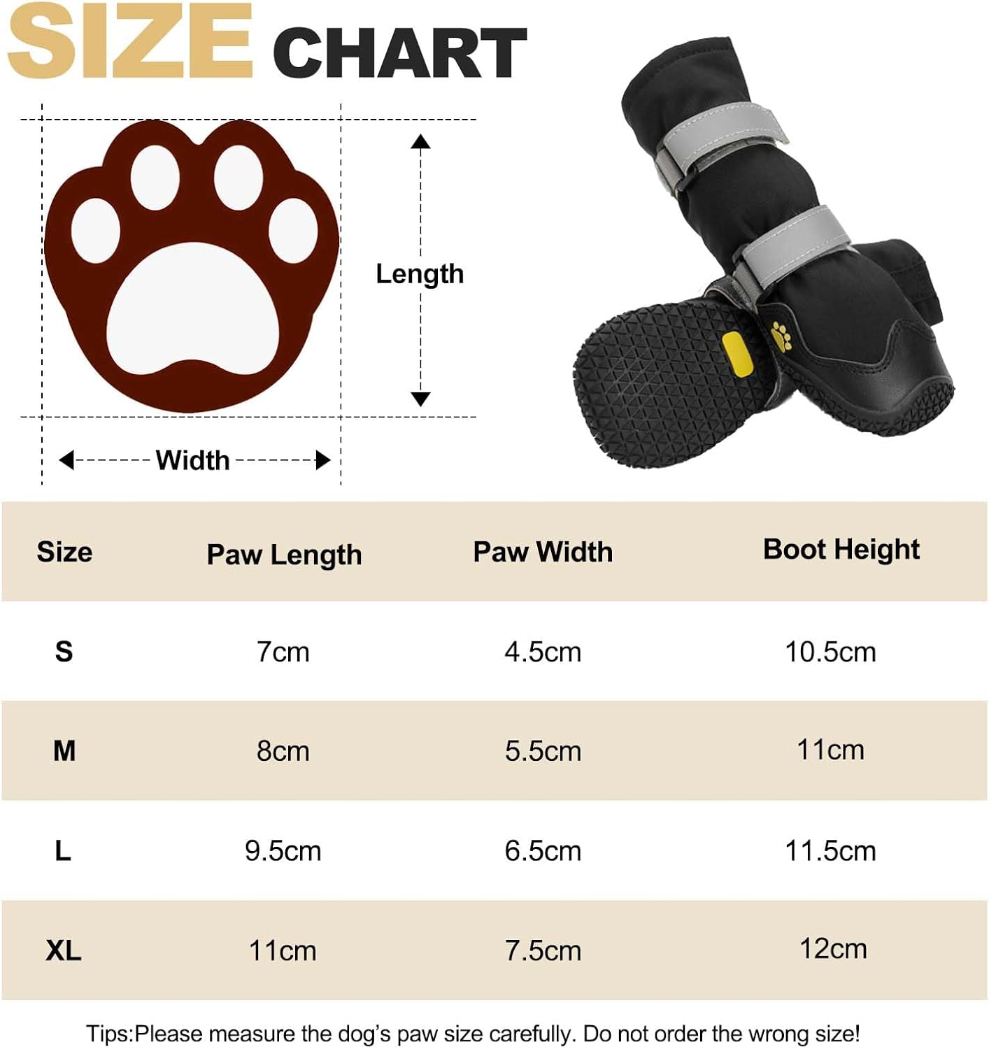 Anti-slip dog shoes with reflective strips, high waterproof dog boots, durable leather rubber sole dog paw protectors for small, medium and large dogs, 4 pieces (XL, black) - Image 6
