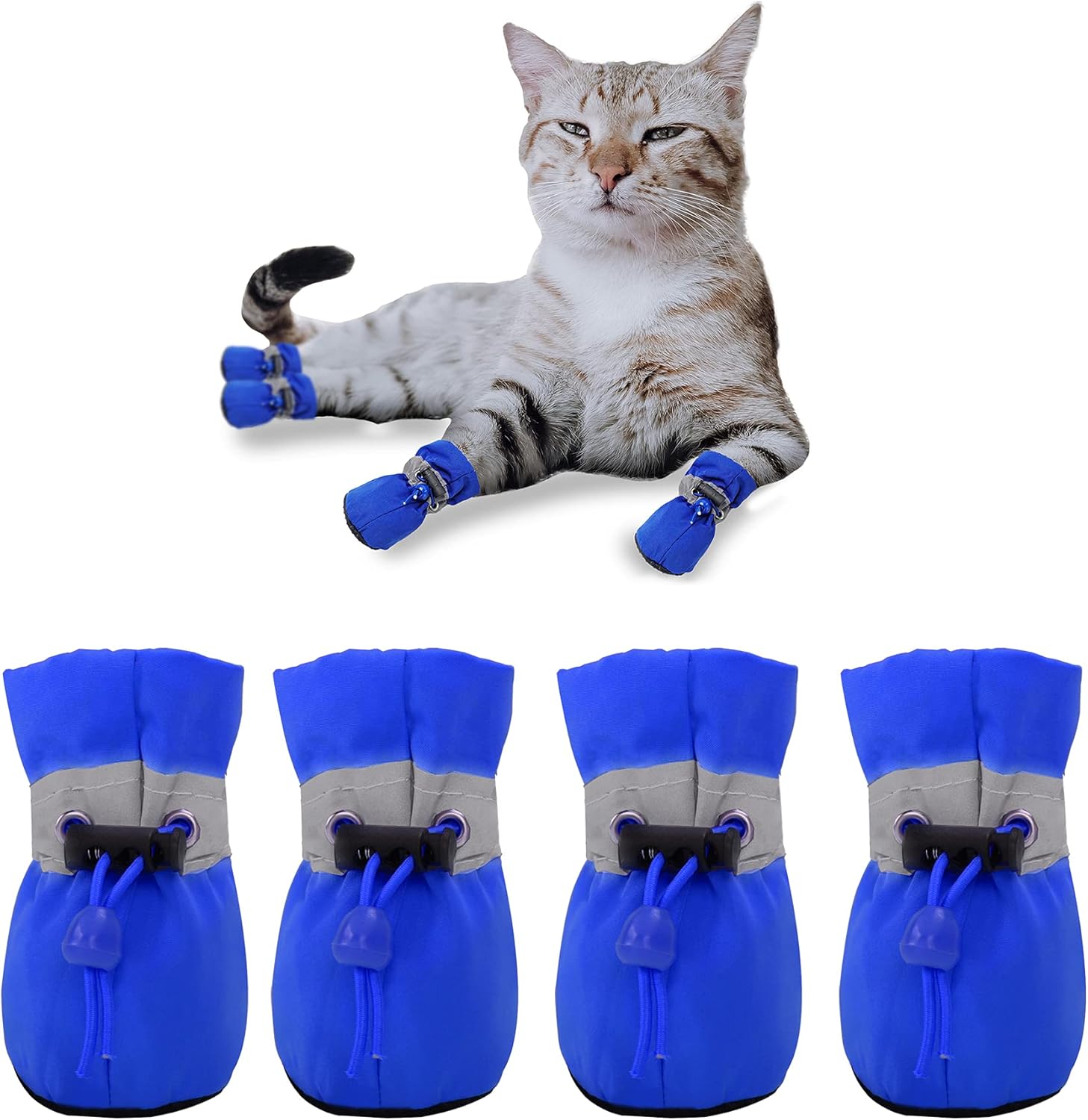 Petluno Antislip, dog boots, paw protection, these comfortable dog boots with soft soles are equipped with reflective straps (6, blue) Blue 6 - Image 1