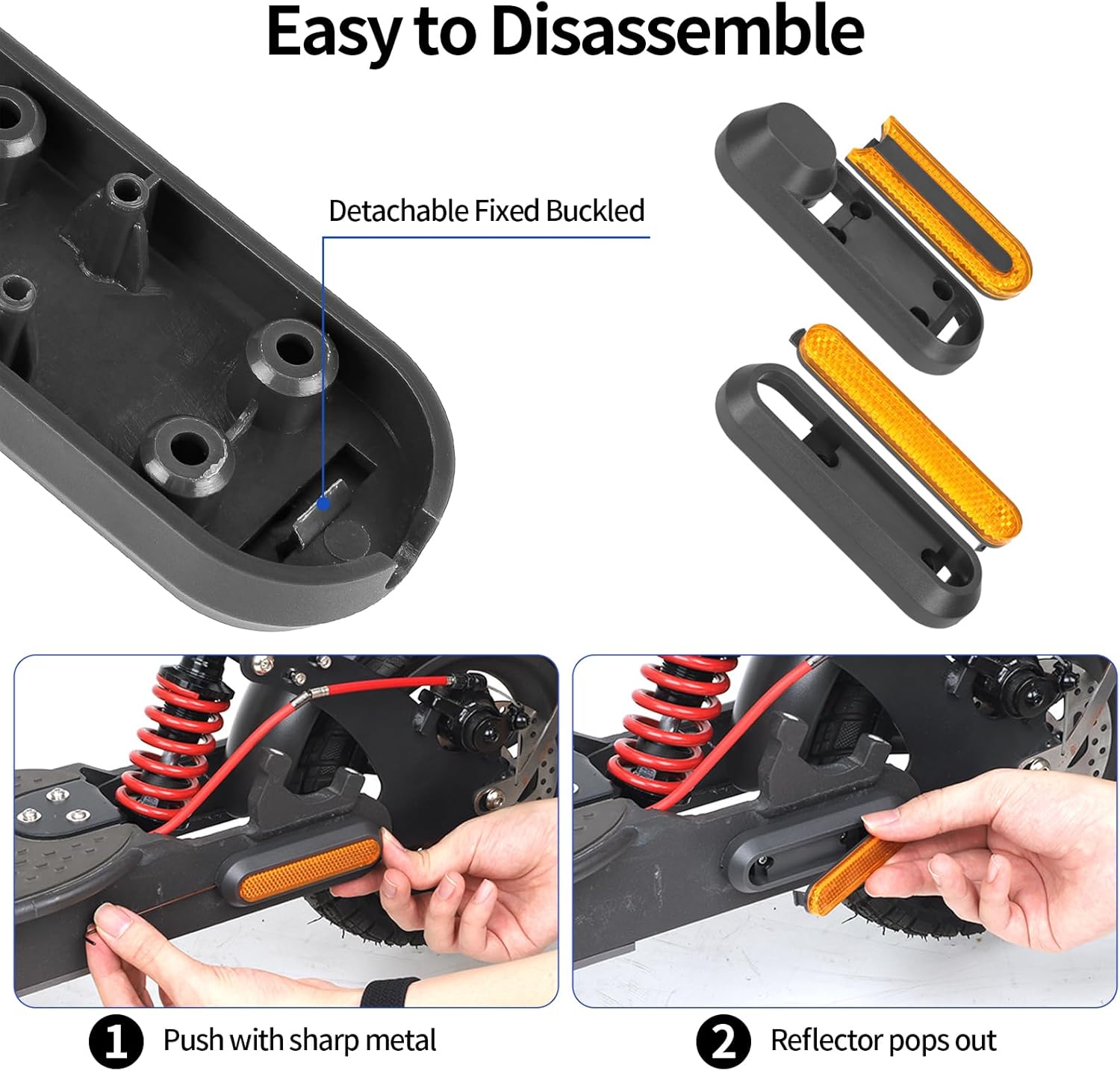 Reflective strip tire covers for Xiaomi M365, Pro, 1S, Essential, Pro2, Mi3, front and rear wheel protectors, reflective e-scooter accessories (black/orange) - Image 4