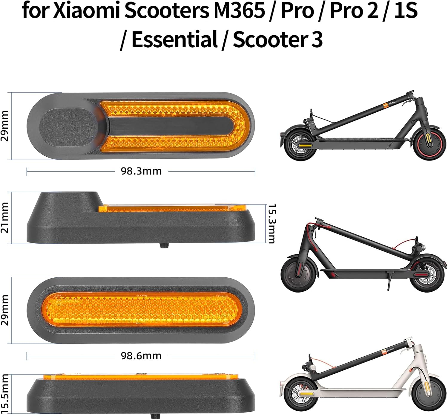 Reflective strip tire covers for Xiaomi M365, Pro, 1S, Essential, Pro2, Mi3, front and rear wheel protectors, reflective e-scooter accessories (black/orange) - Image 6
