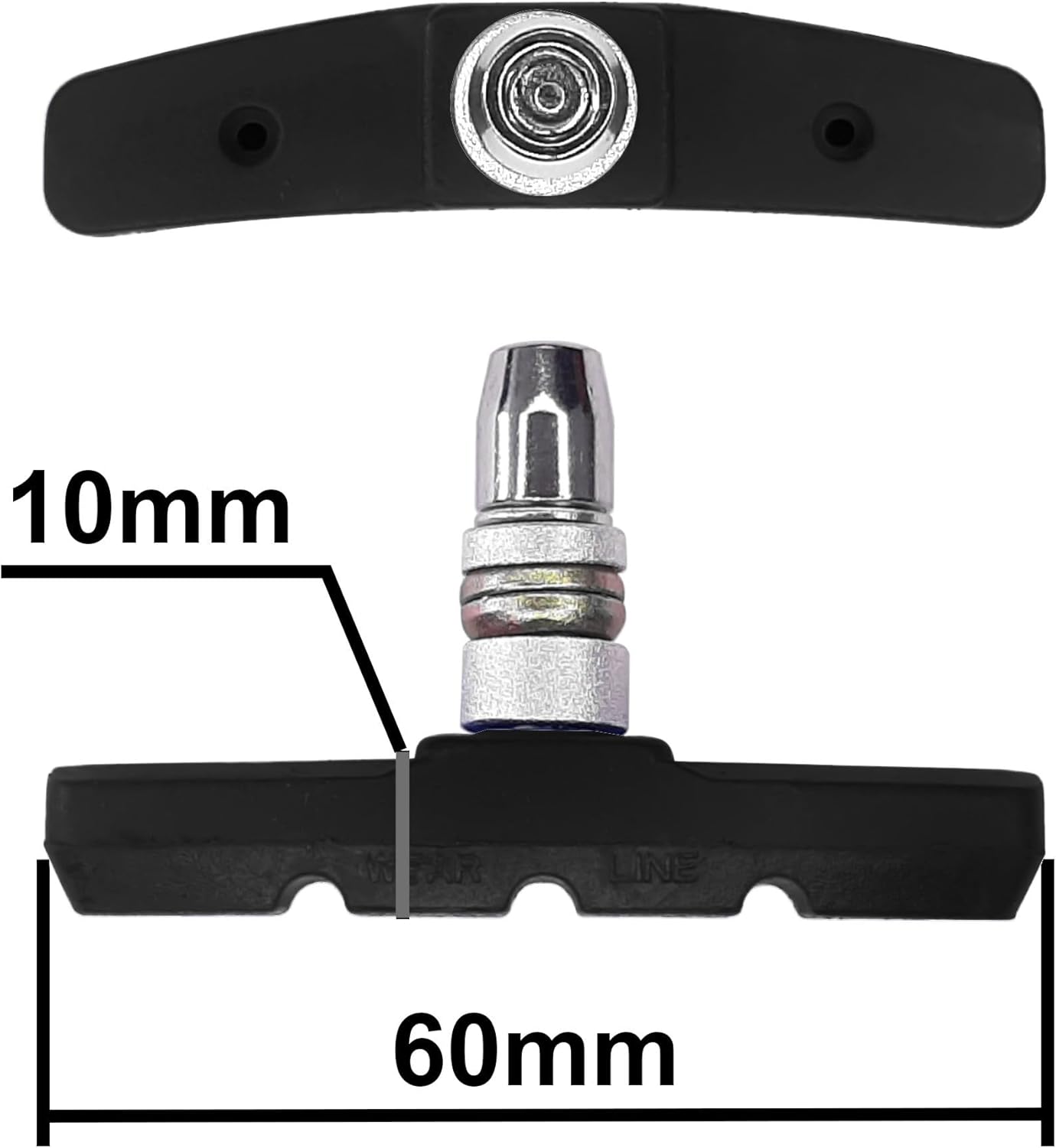 4 x bike brake blocks, 2 pairs, 60 mm, symmetric, V-brake, compatible with Shimano Tektro Avid Sram rims Cycle MTB City - Image 4