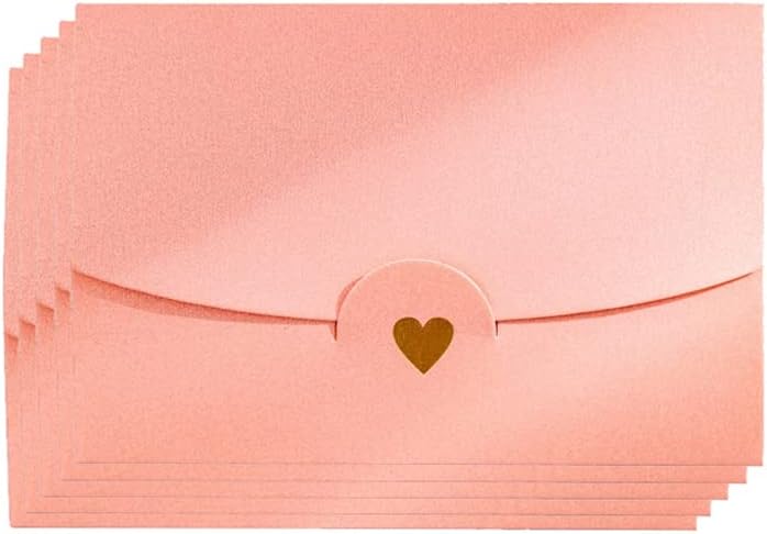 Mini envelope, 50 pieces, gift card envelope, mini pink envelopes, with heart closure, for DIY gift vouchers, Christmas, Valentine's Day, birthday party, gift card (Pink) pink - Image 1