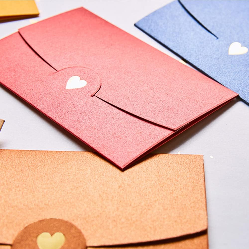 Mini envelope, 50 pieces, gift card envelope, mini pink envelopes, with heart closure, for DIY gift vouchers, Christmas, Valentine's Day, birthday party, gift card (Pink) pink - Image 8