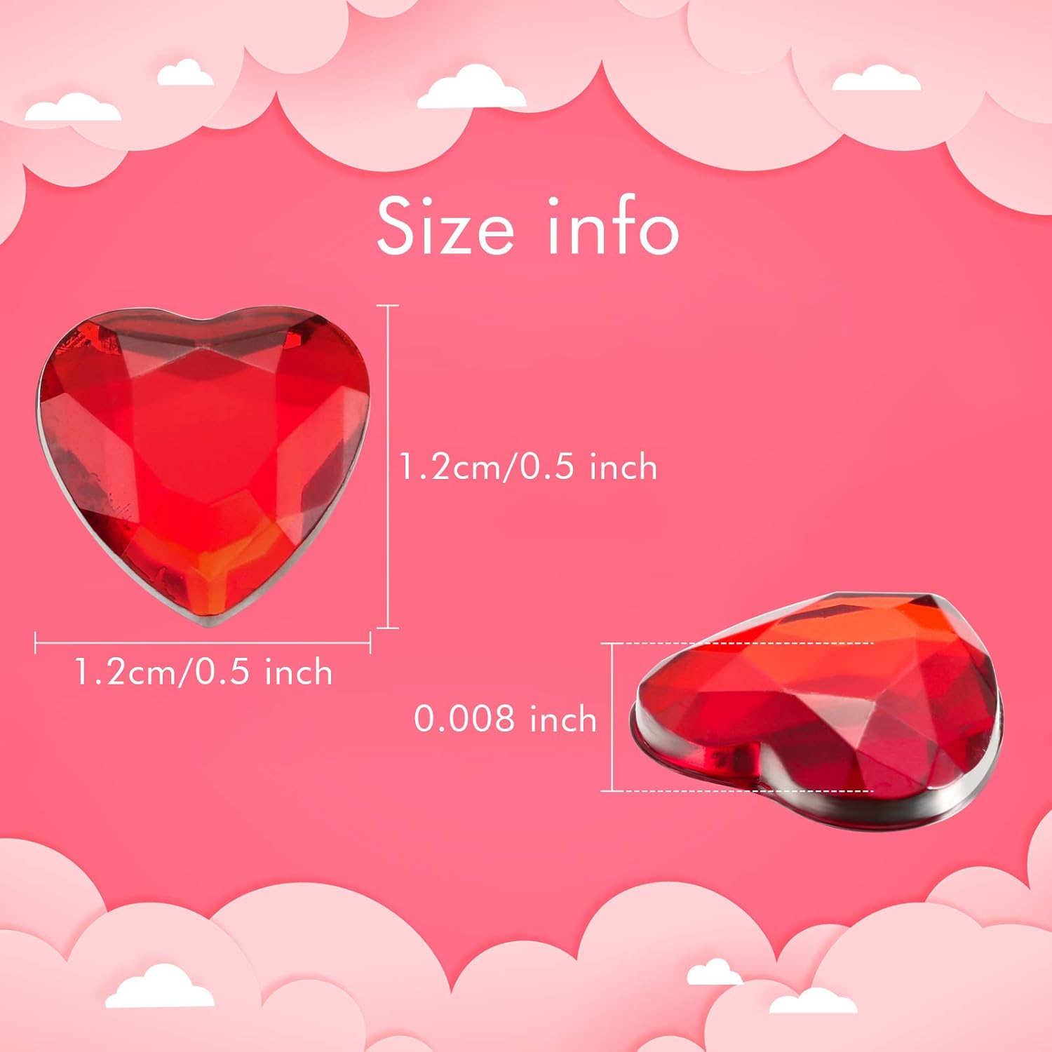 Petluno 200 red acrylic hearts for Valentine's Day, wedding, table, scattering, decoration, heart vase filler, 1.5 cm (200 pieces, red, pink) - Image 2