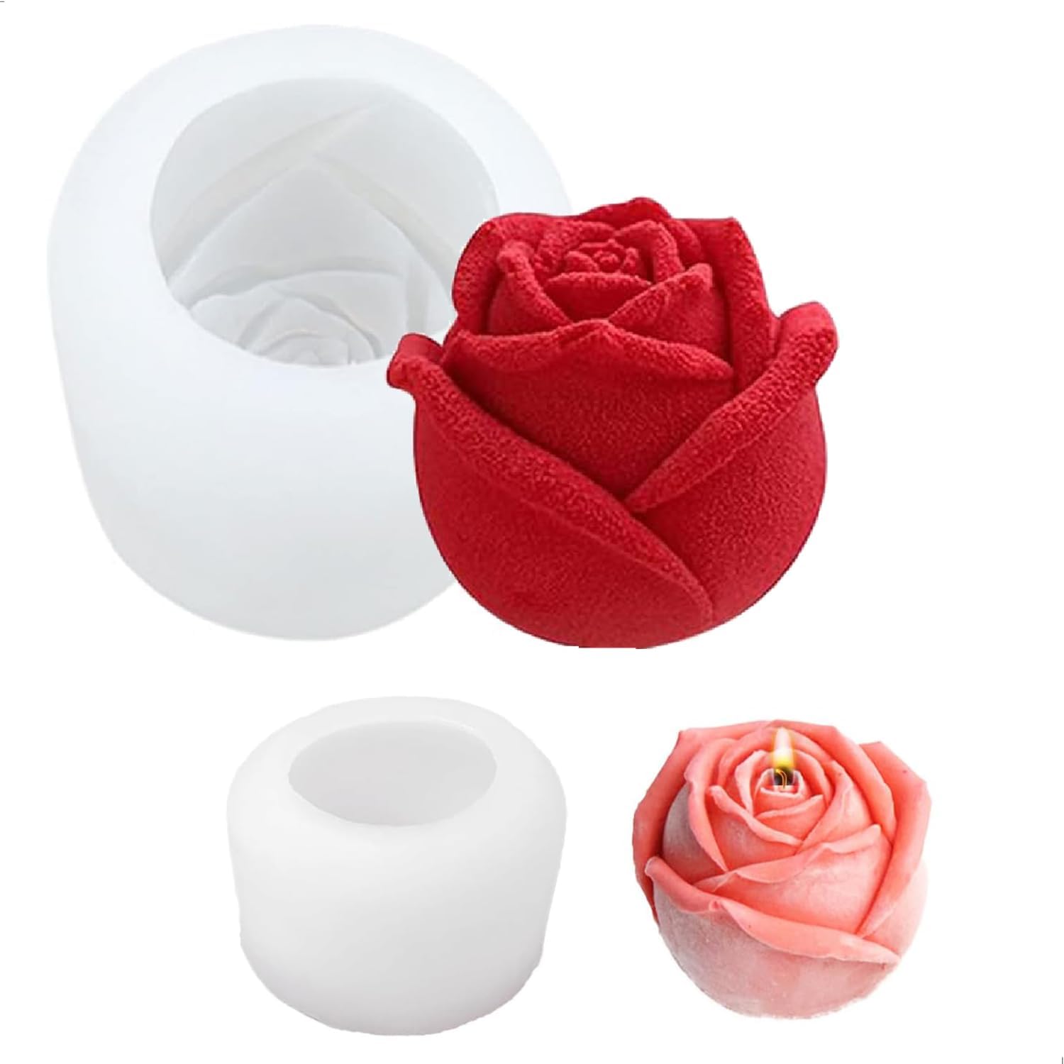 2 candle-shaped molds for pouring, 3D silicone for Mother's Day, Valentine's Day, birthday, Valentine's Day. - Image 1